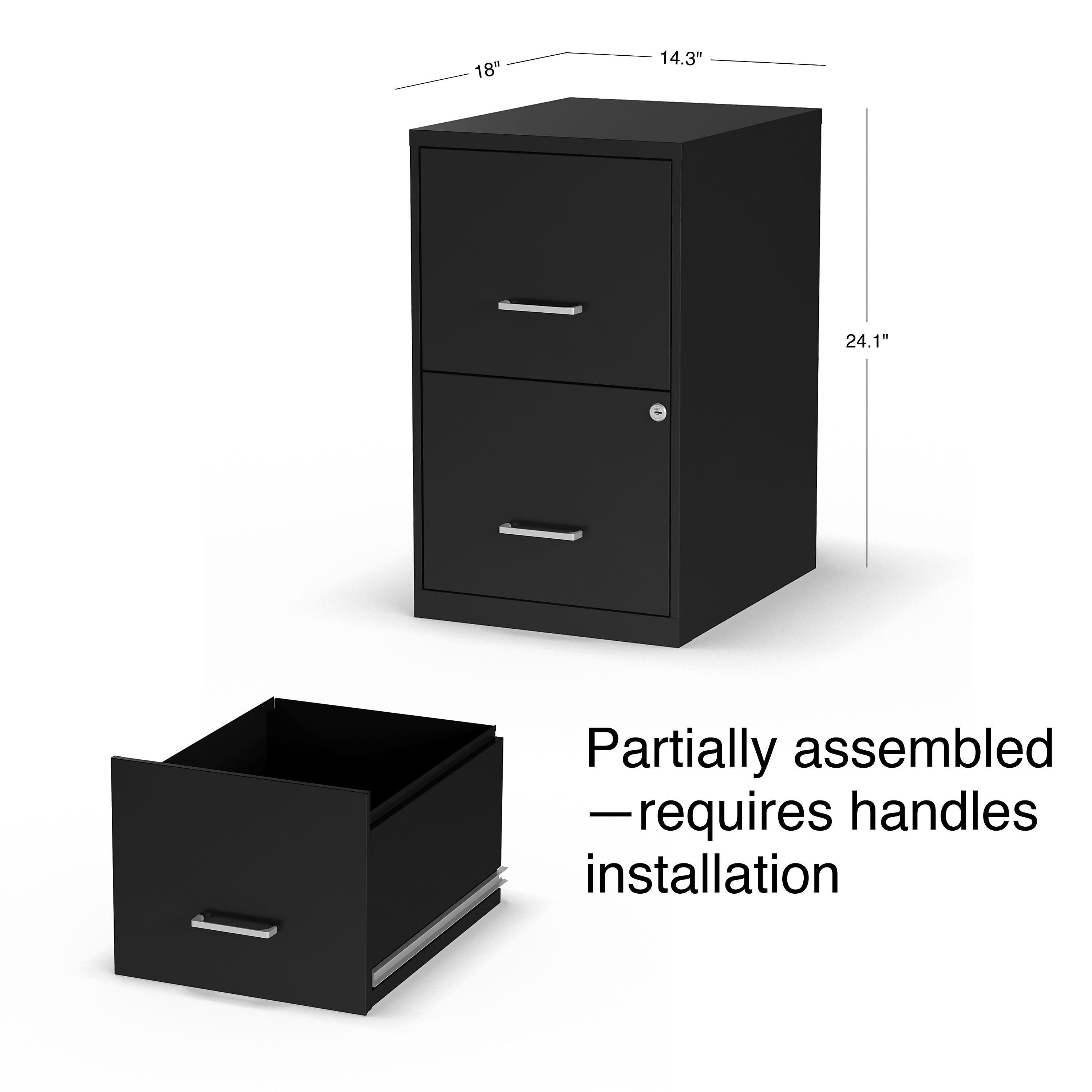 Staples 2-Drawer Light Duty Vertical File Cabinet, Locking, Letter, Black, 18