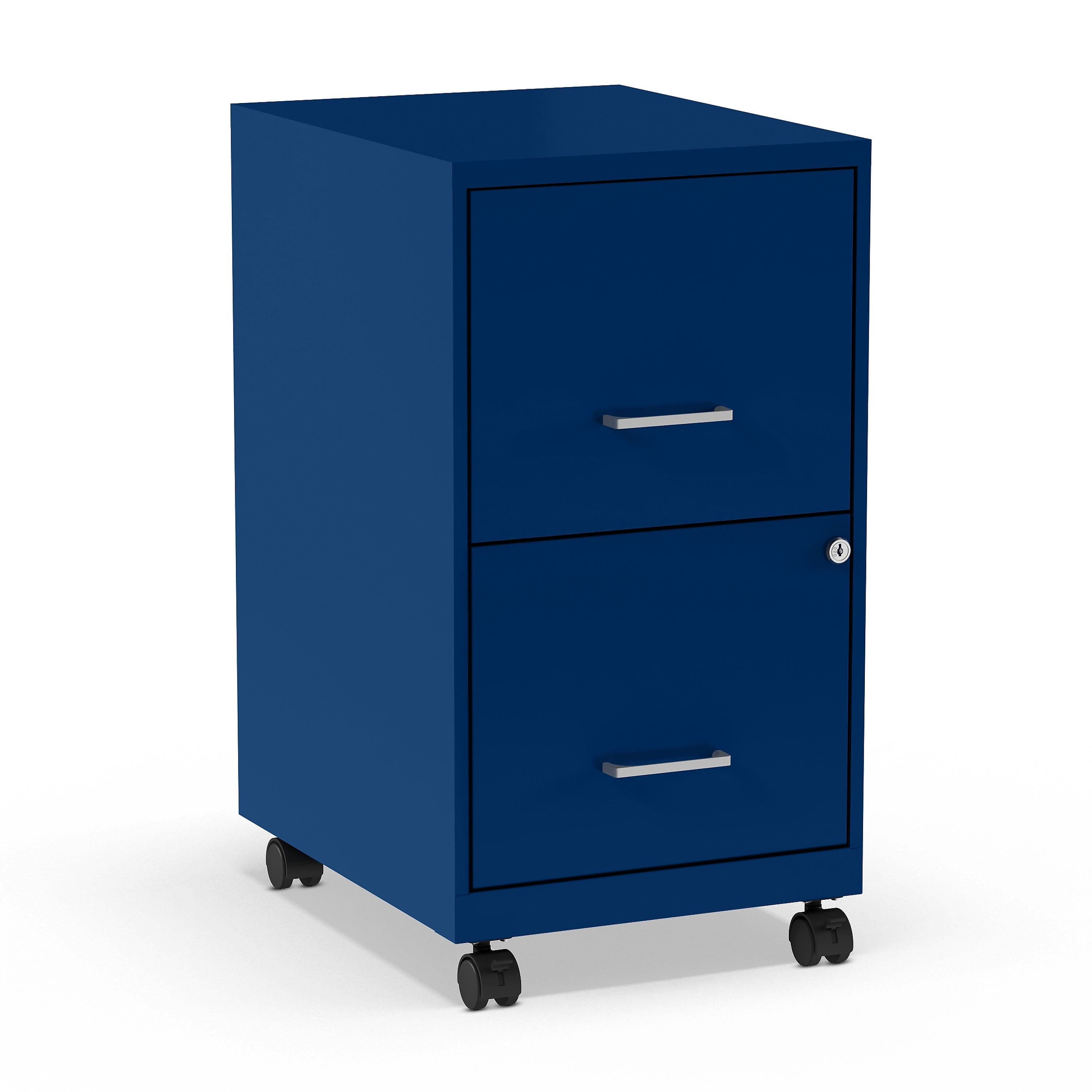 Staples 2-Drawer Light Duty Vertical File Cabinet, Locking, Letter, Blue, 18