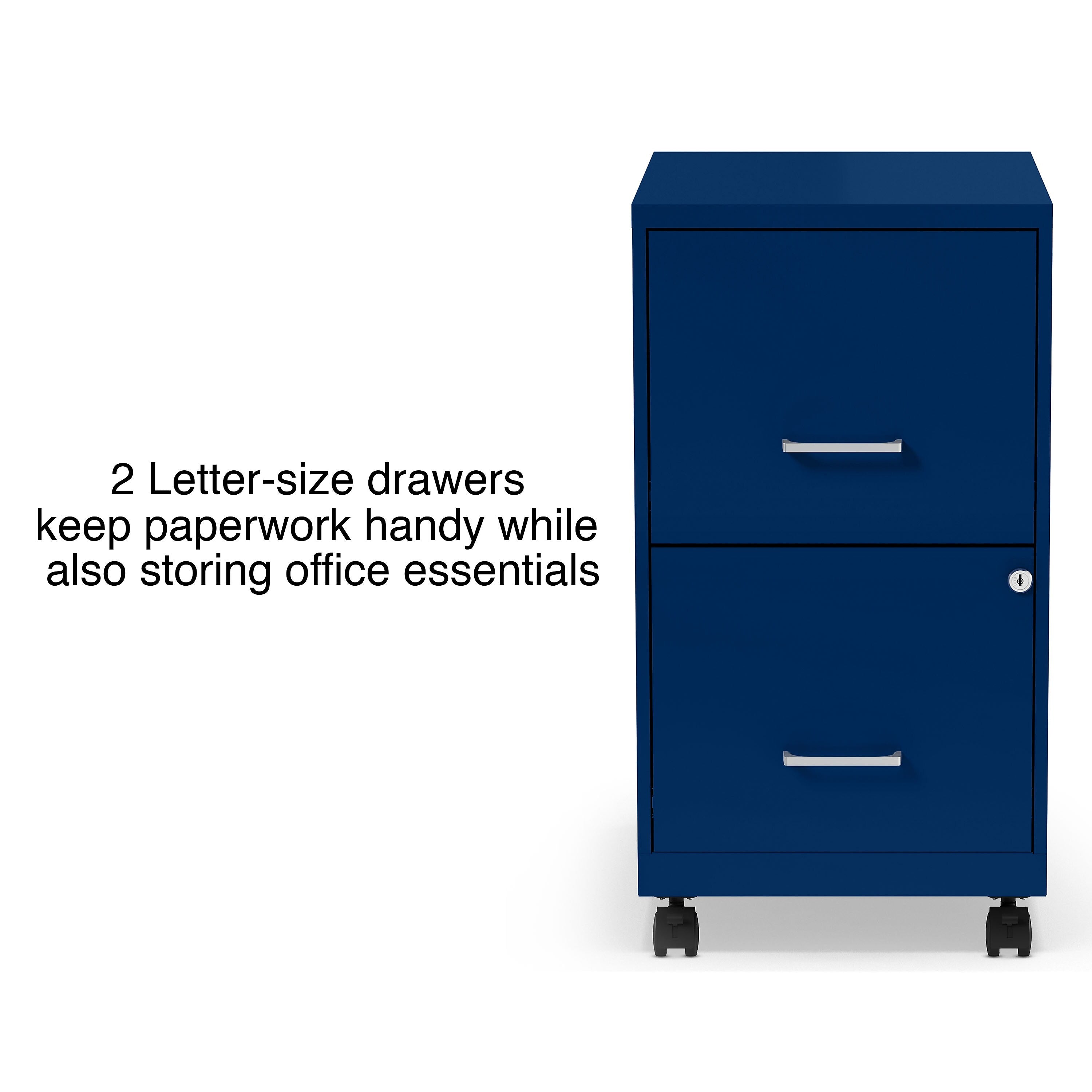 Staples 2-Drawer Light Duty Vertical File Cabinet, Locking, Letter, Blue, 18"