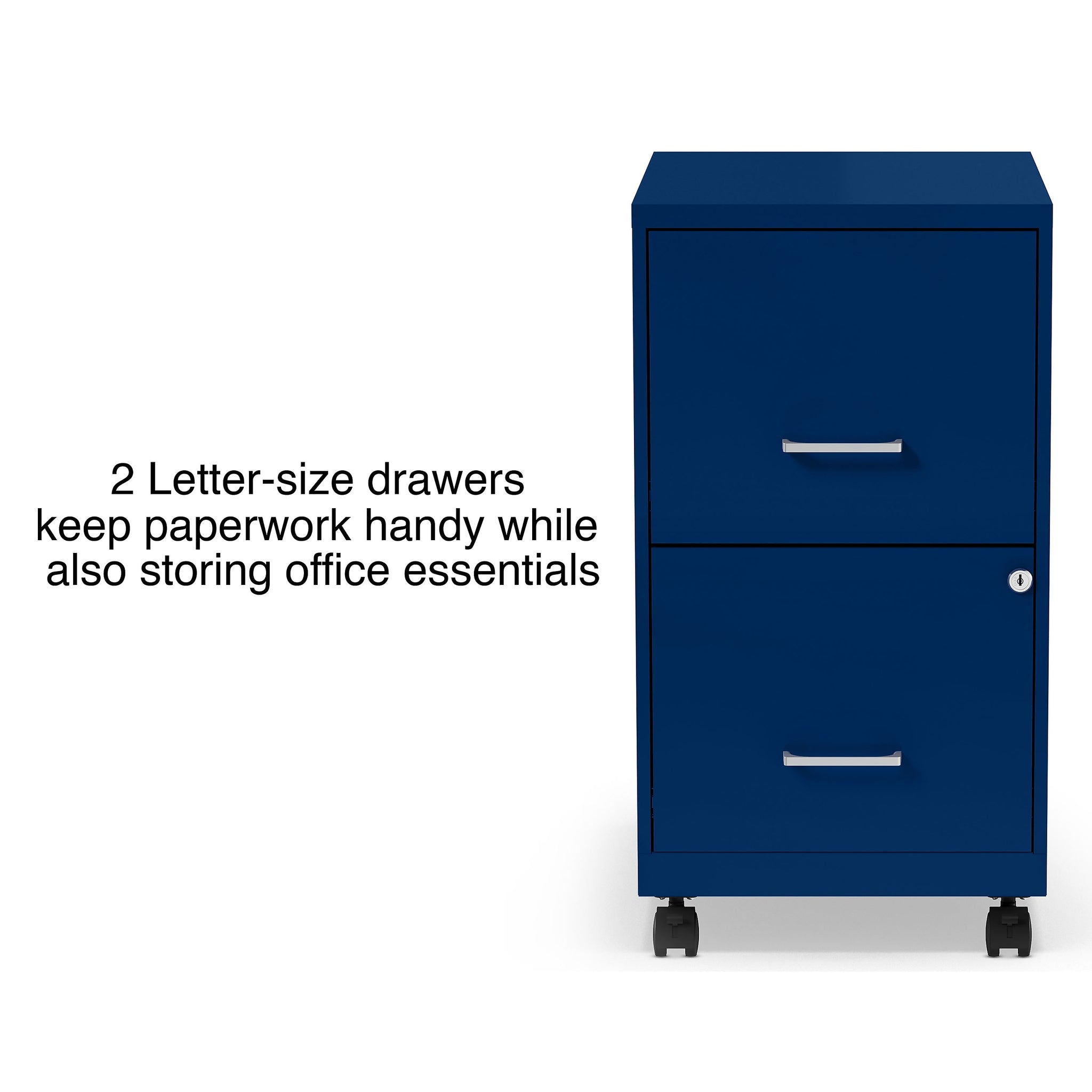 Staples 2-Drawer Light Duty Vertical File Cabinet, Locking, Letter, Blue, 18
