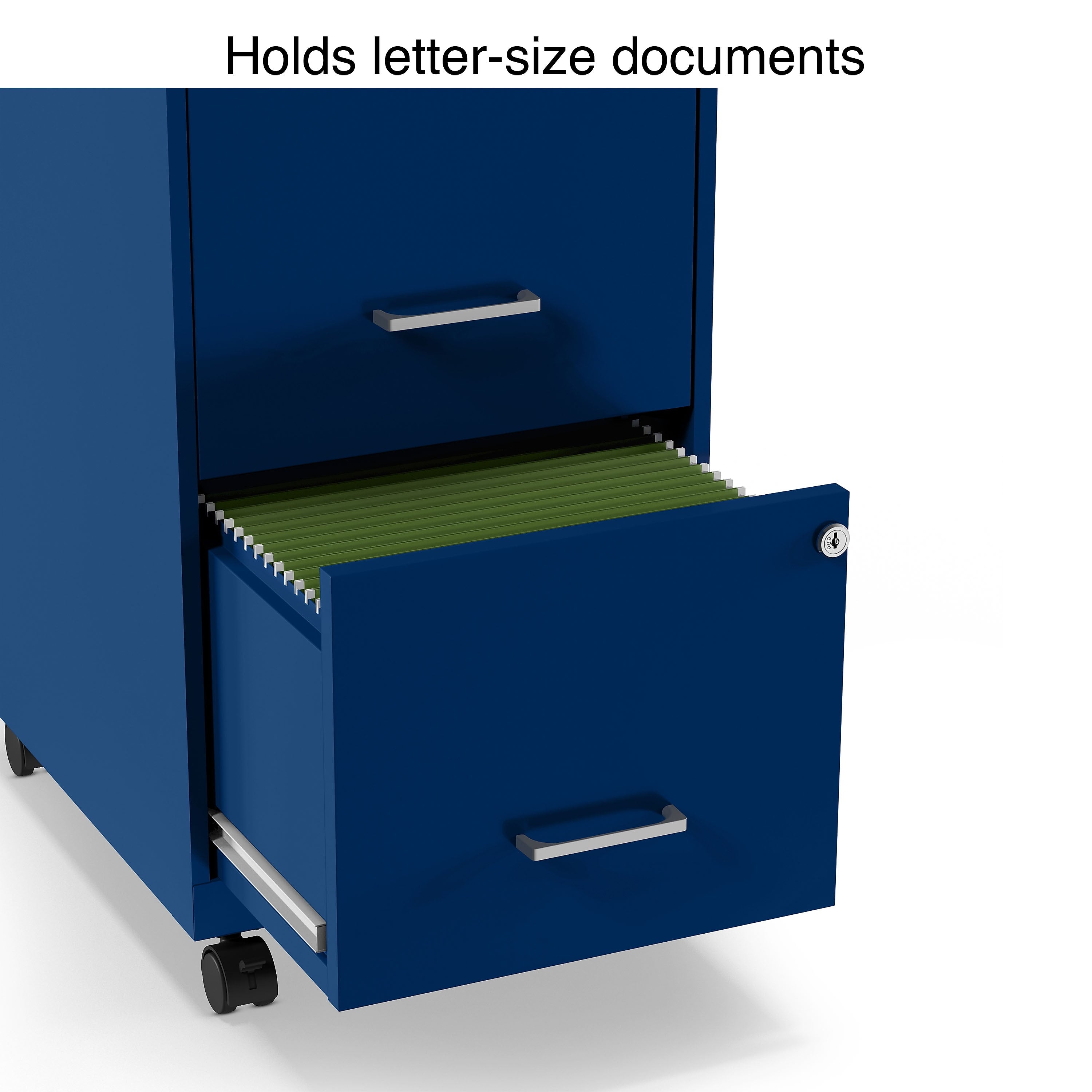 Staples 2-Drawer Light Duty Vertical File Cabinet, Locking, Letter, Blue, 18