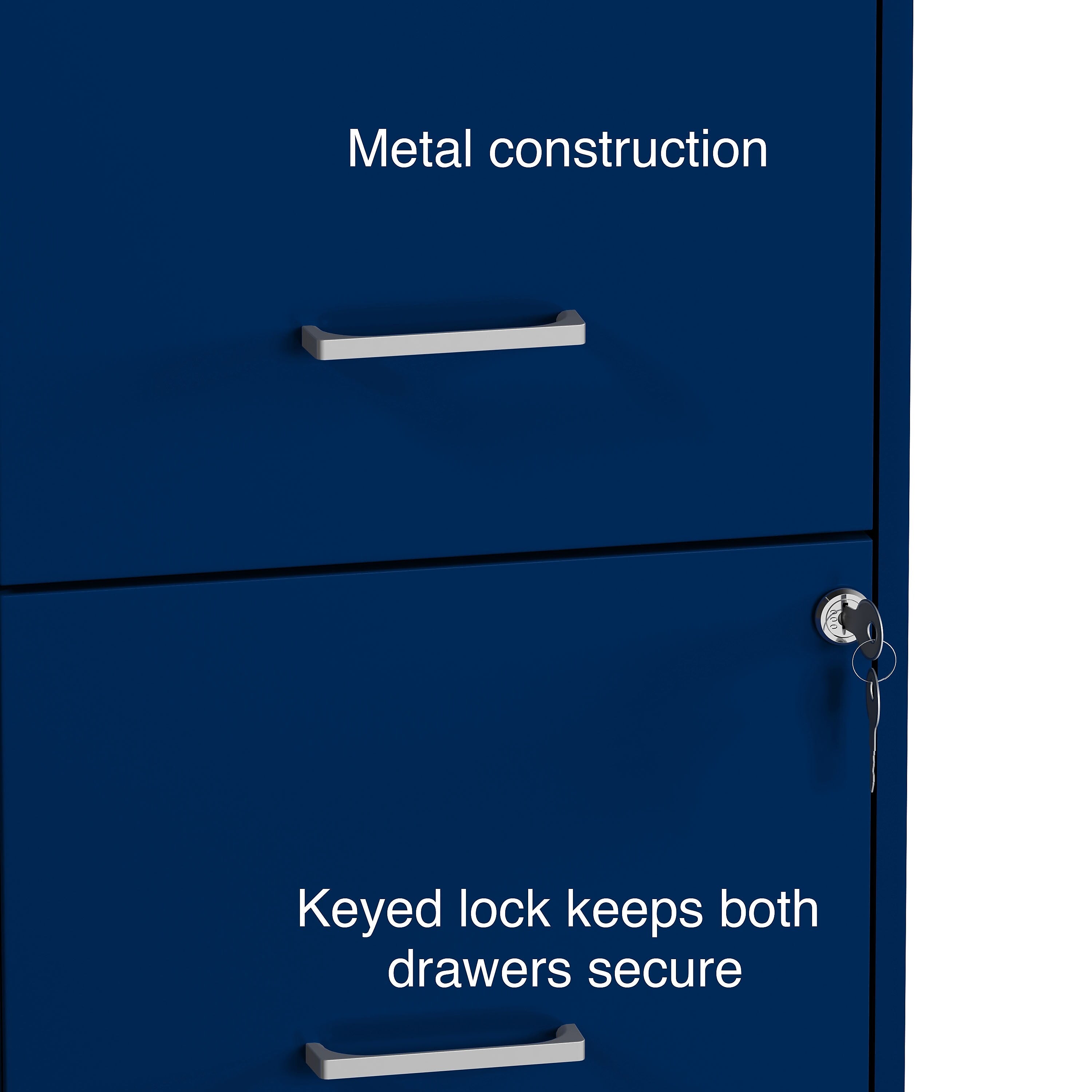 Staples 2-Drawer Light Duty Vertical File Cabinet, Locking, Letter, Blue, 18"