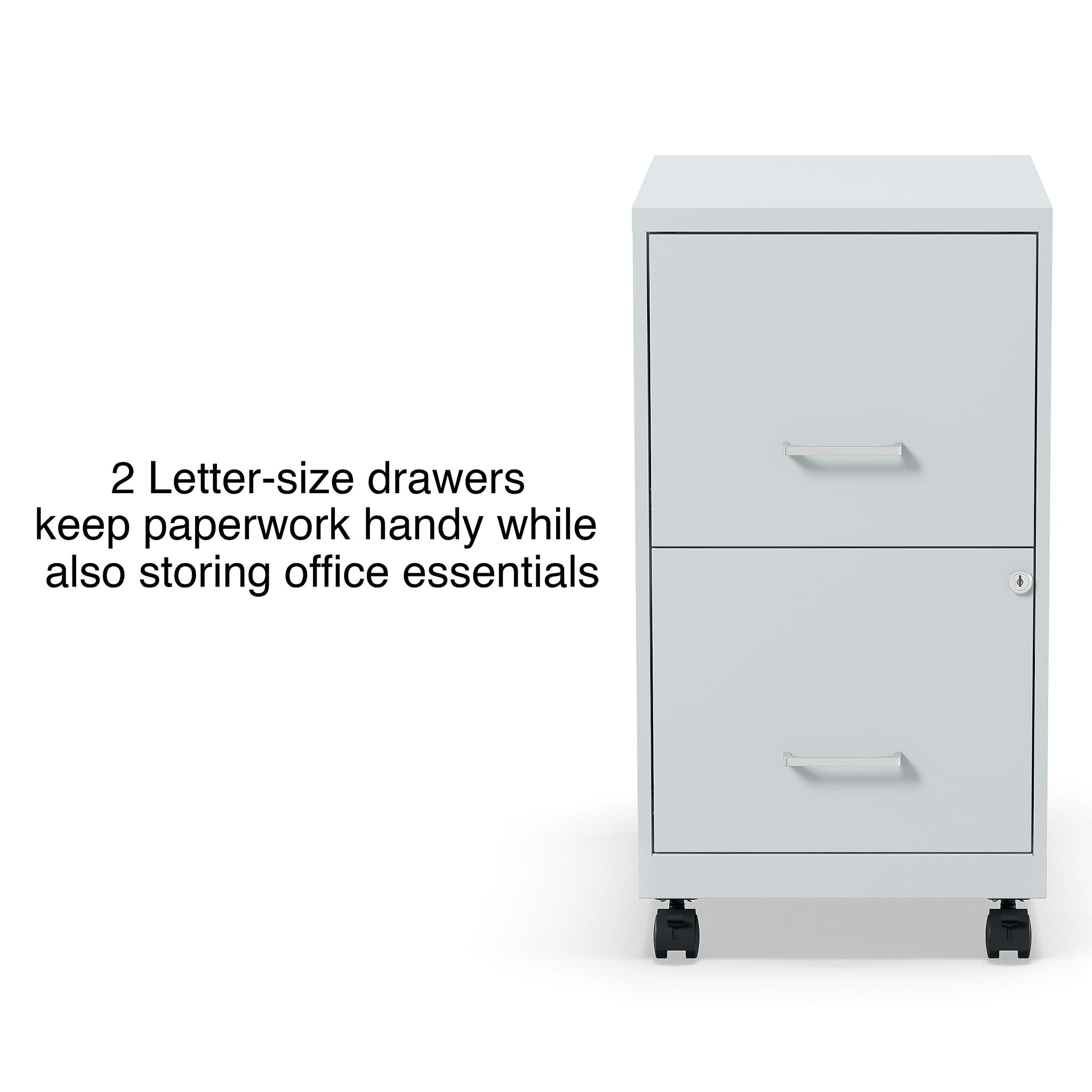 Staples 2-Drawer Light Duty Vertical File Cabinet, Locking, Letter, Gray, 18