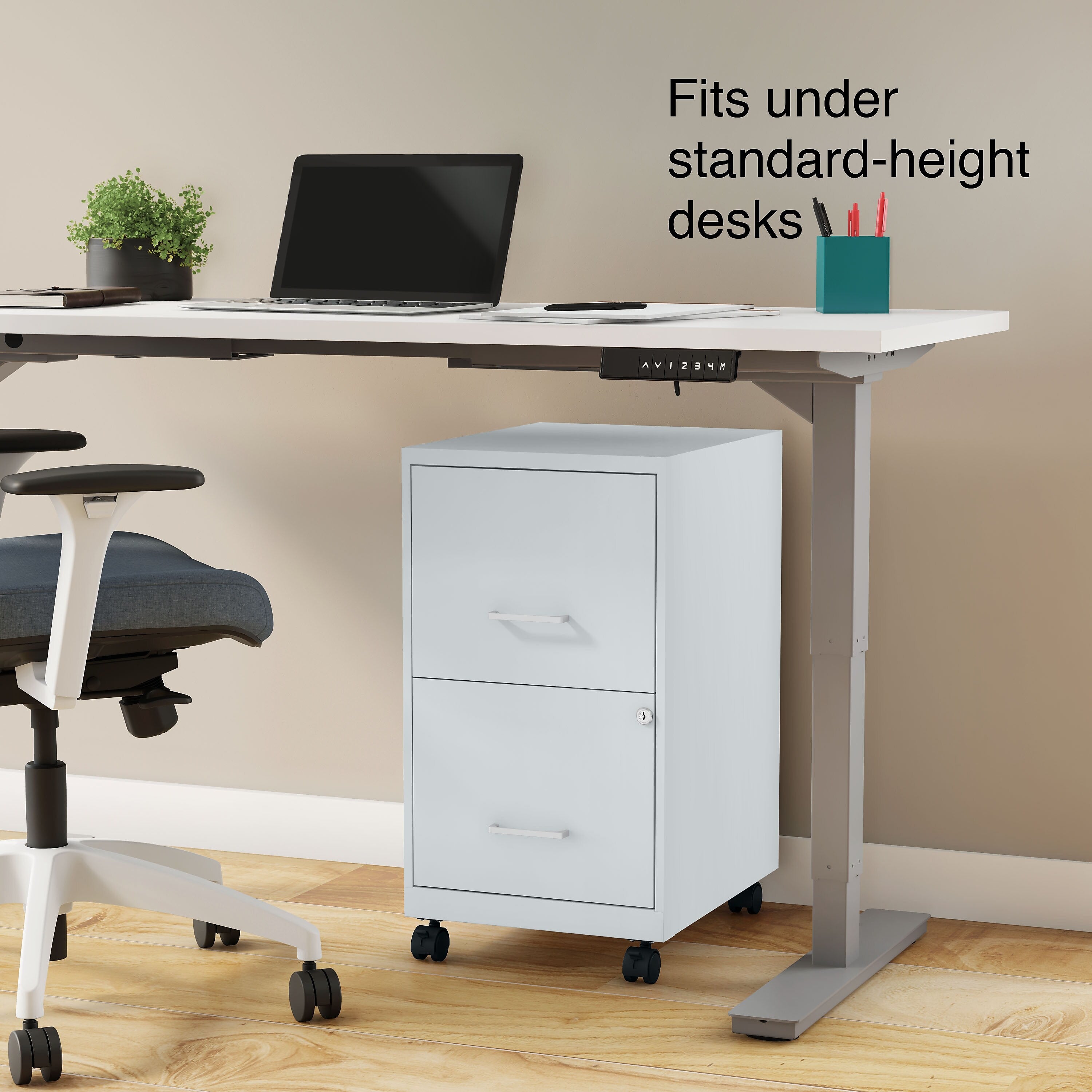 Staples 2-Drawer Light Duty Vertical File Cabinet, Locking, Letter, Gray, 18