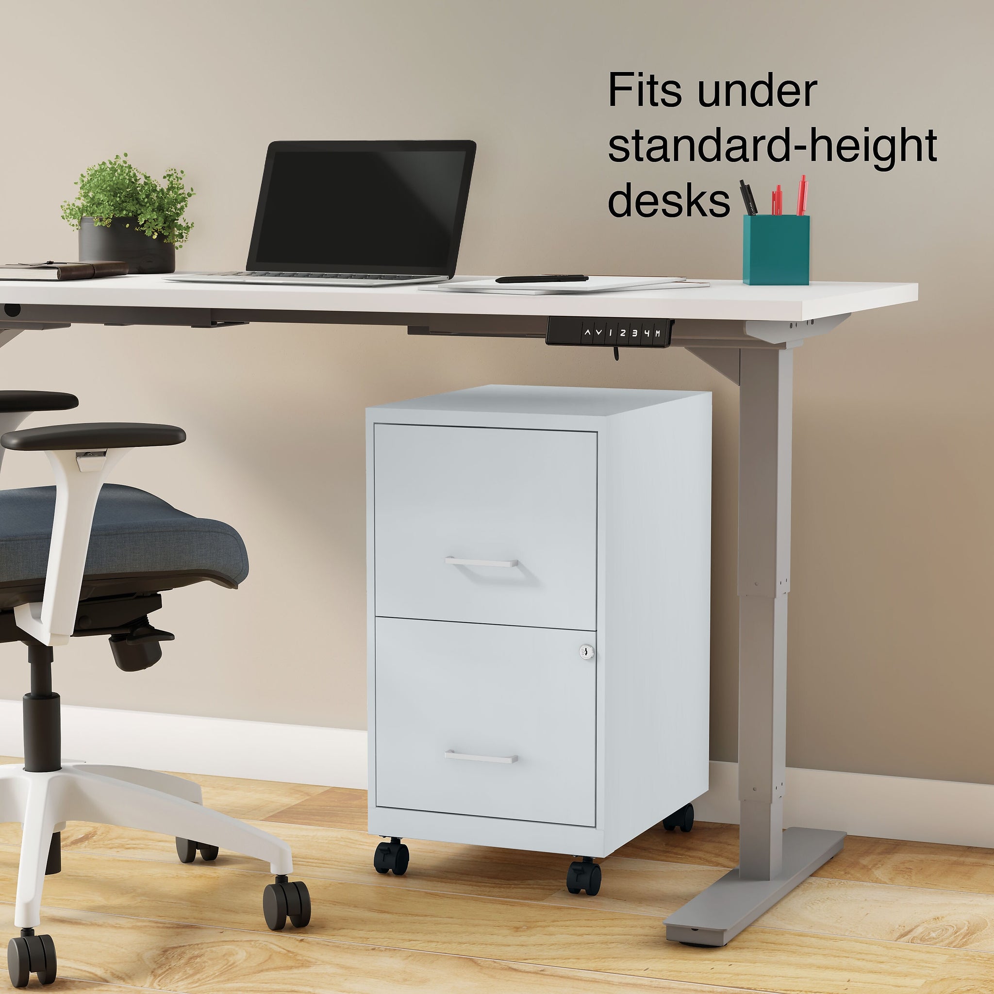 Staples 2-Drawer Light Duty Vertical File Cabinet, Locking, Letter, Gray, 18