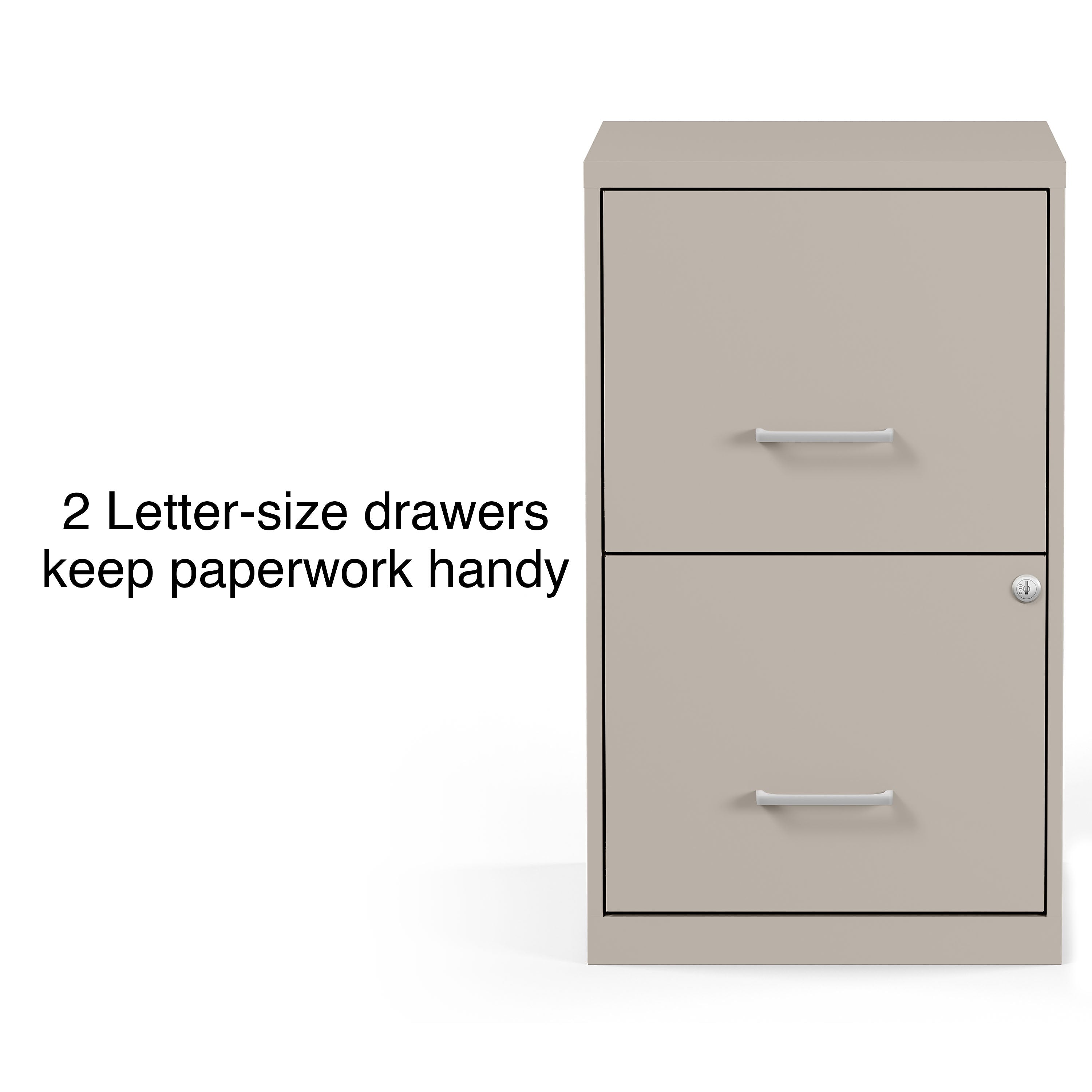 Staples 2-Drawer Light Duty Vertical File Cabinet, Locking, Letter, Putty, 18