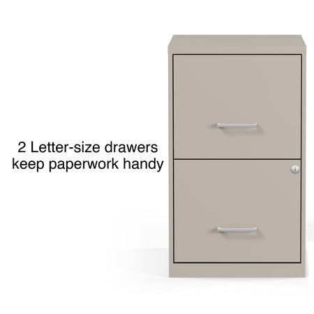 Staples 2-Drawer Light Duty Vertical File Cabinet, Locking, Letter, Putty, 18"D