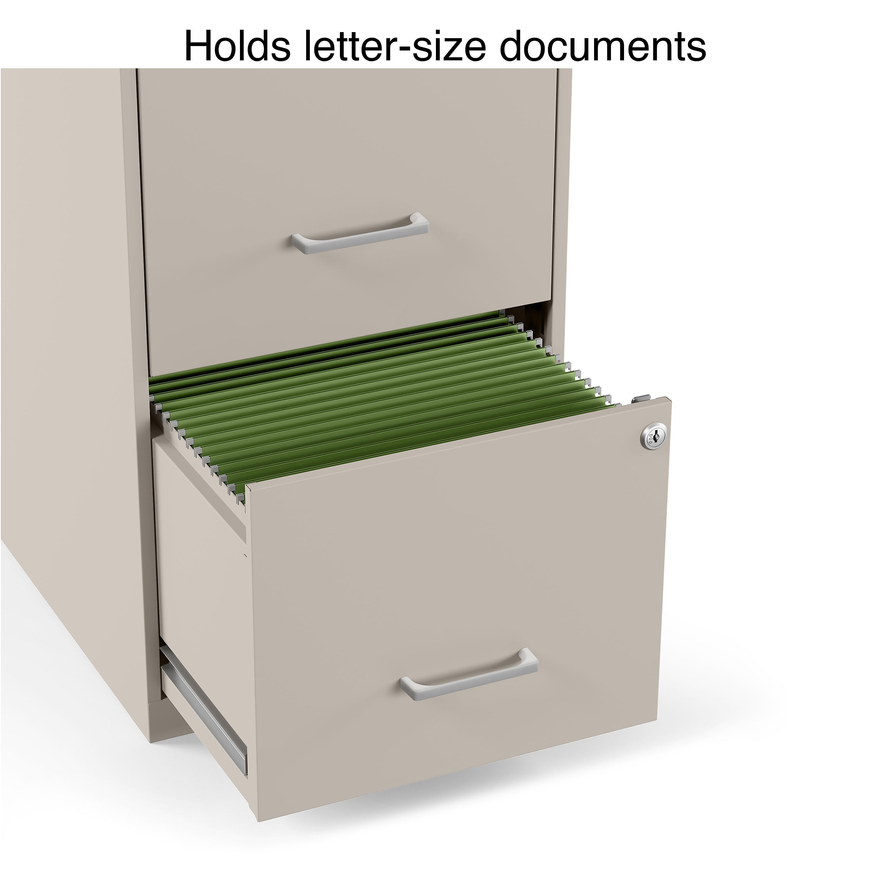 Staples 2-Drawer Light Duty Vertical File Cabinet, Locking, Letter, Putty, 18