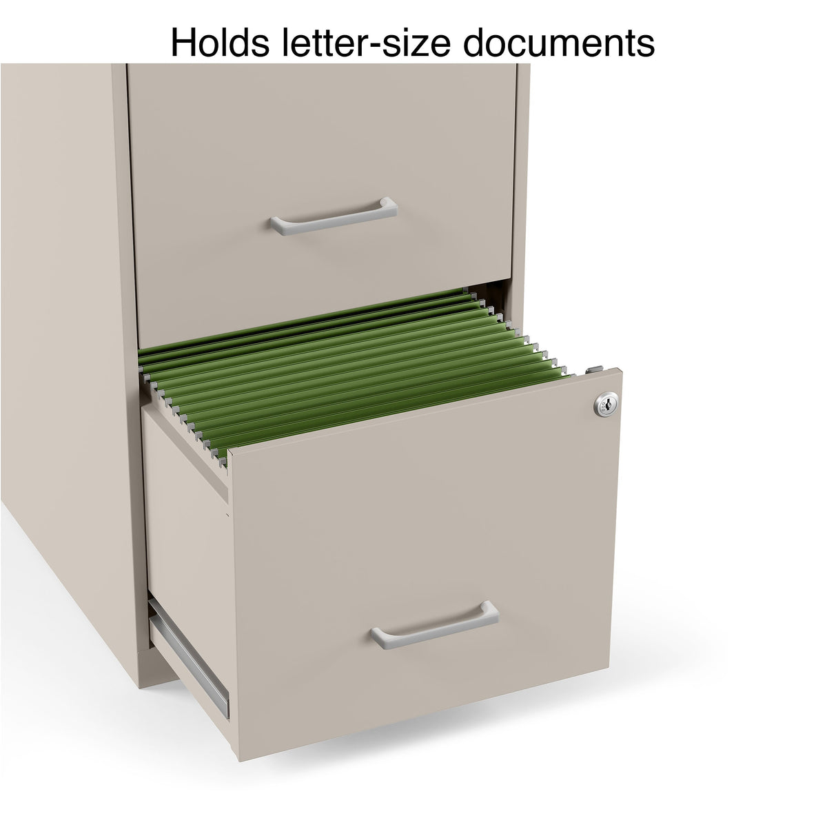 Staples 2-Drawer Light Duty Vertical File Cabinet, Locking, Letter, Putty, 18"D