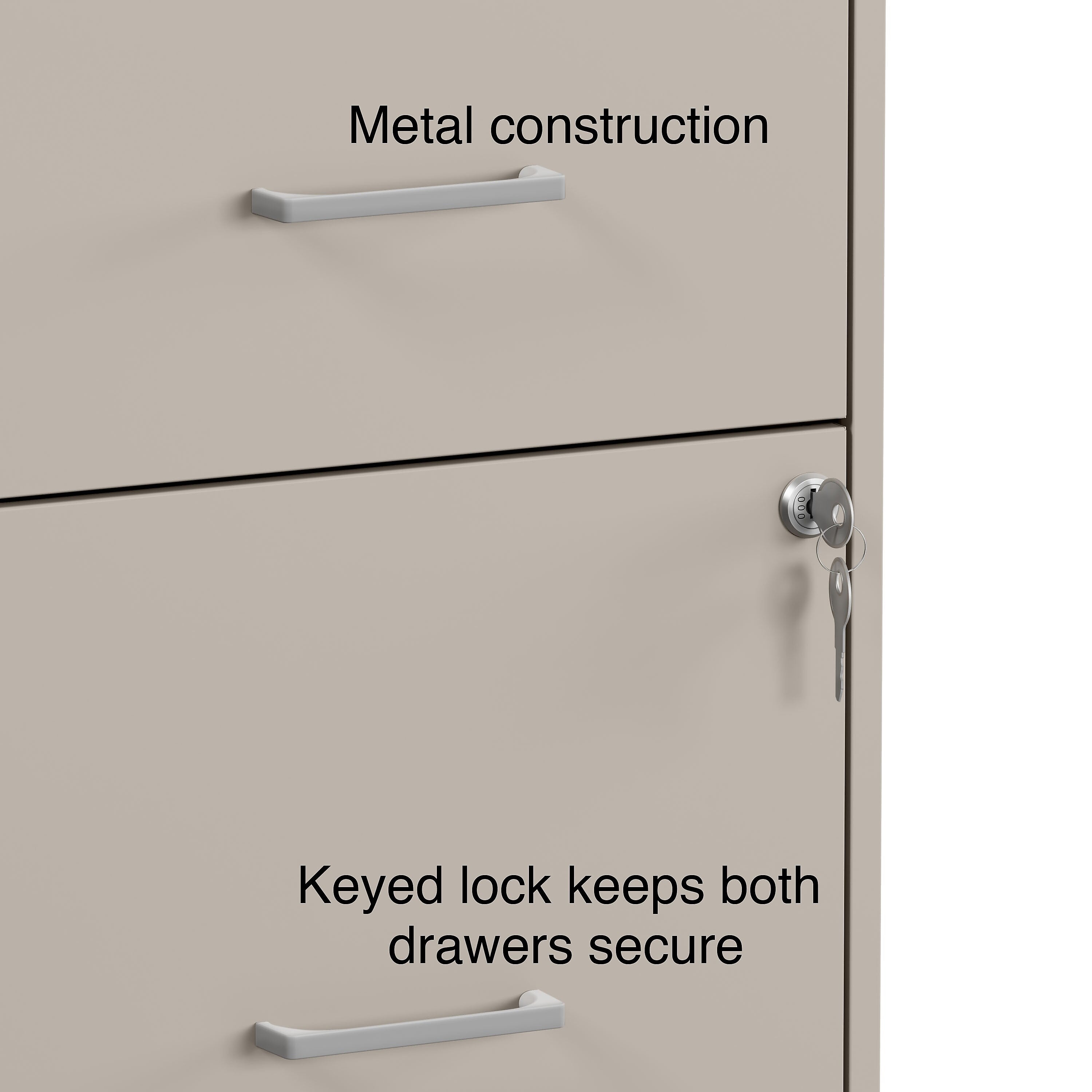 Staples 2-Drawer Light Duty Vertical File Cabinet, Locking, Letter, Putty, 18