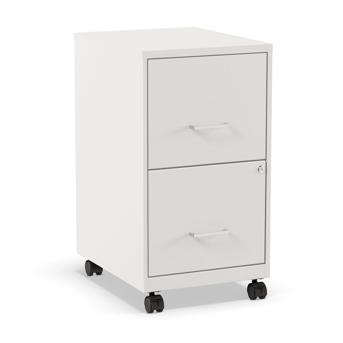 Staples® 2-Drawer Mobile Vertical File Cabinet, Letter Size, Lockable, 26.3"H x 14.3"W x 18.9"D, White