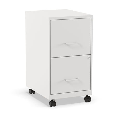 Staples® 2-Drawer Mobile Vertical File Cabinet, Letter Size, Lockable, 26.3"H x 14.3"W x 18.9"D, White