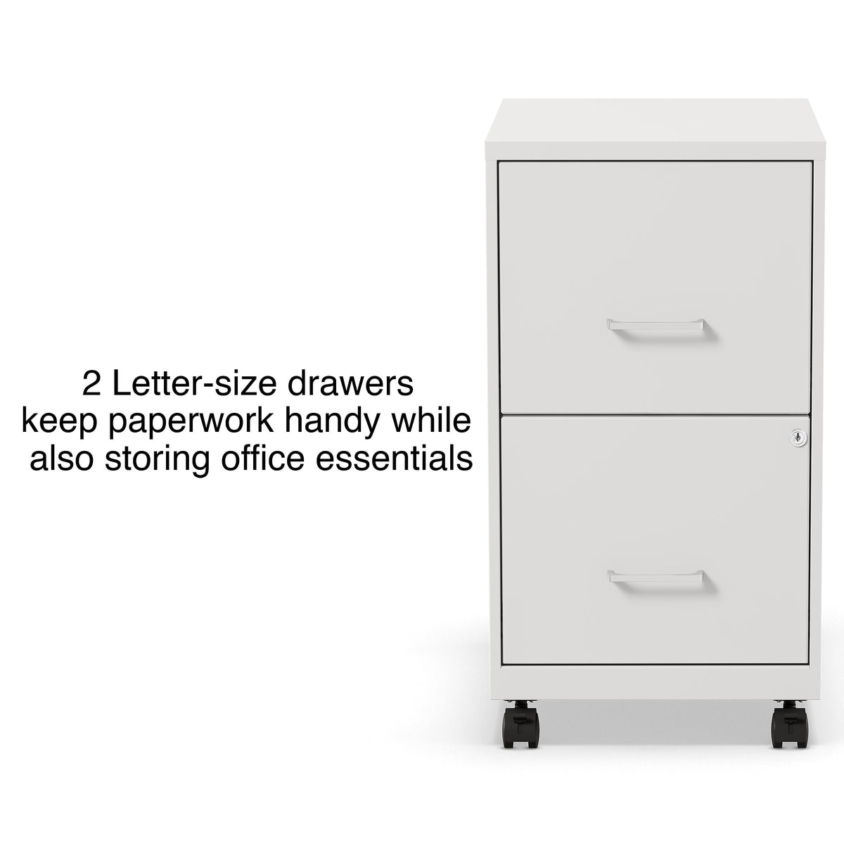 Staples® 2-Drawer Mobile Vertical File Cabinet, Letter Size, Lockable, 26.3"H x 14.3"W x 18.9"D, White