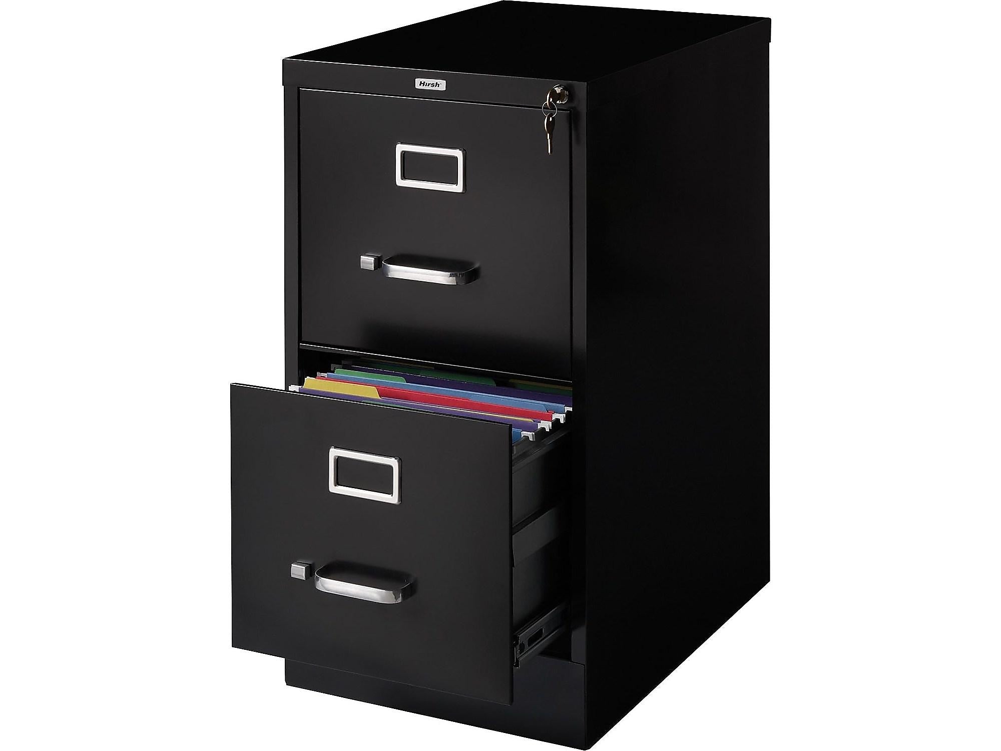Staples 2-Drawer Vertical File Cabinet, Locking, Letter, Black, 22