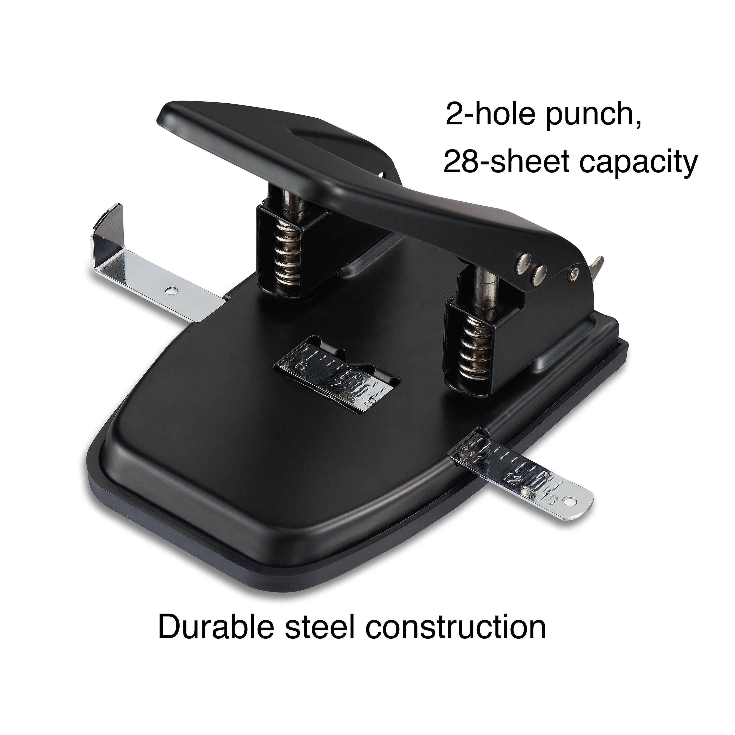 Staples 2-Hole Punch, 28 Sheet Capacity, Black