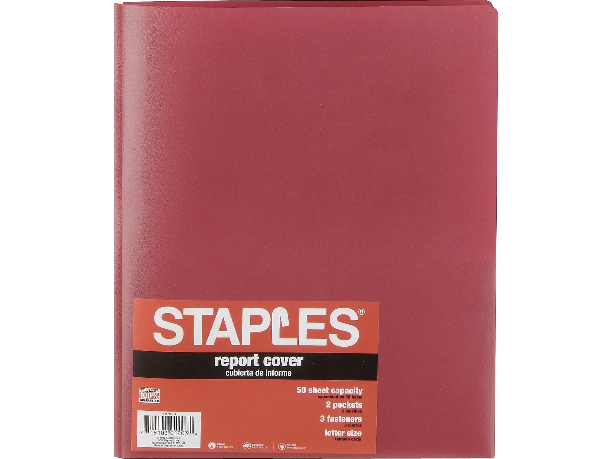 Staples 2-Pocket Fasteners Folder, Burgundy