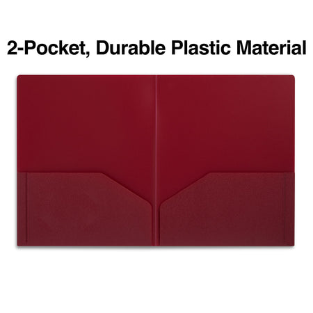 Staples 2-Pocket Matte Plastic Presentation Folder, Burgundy