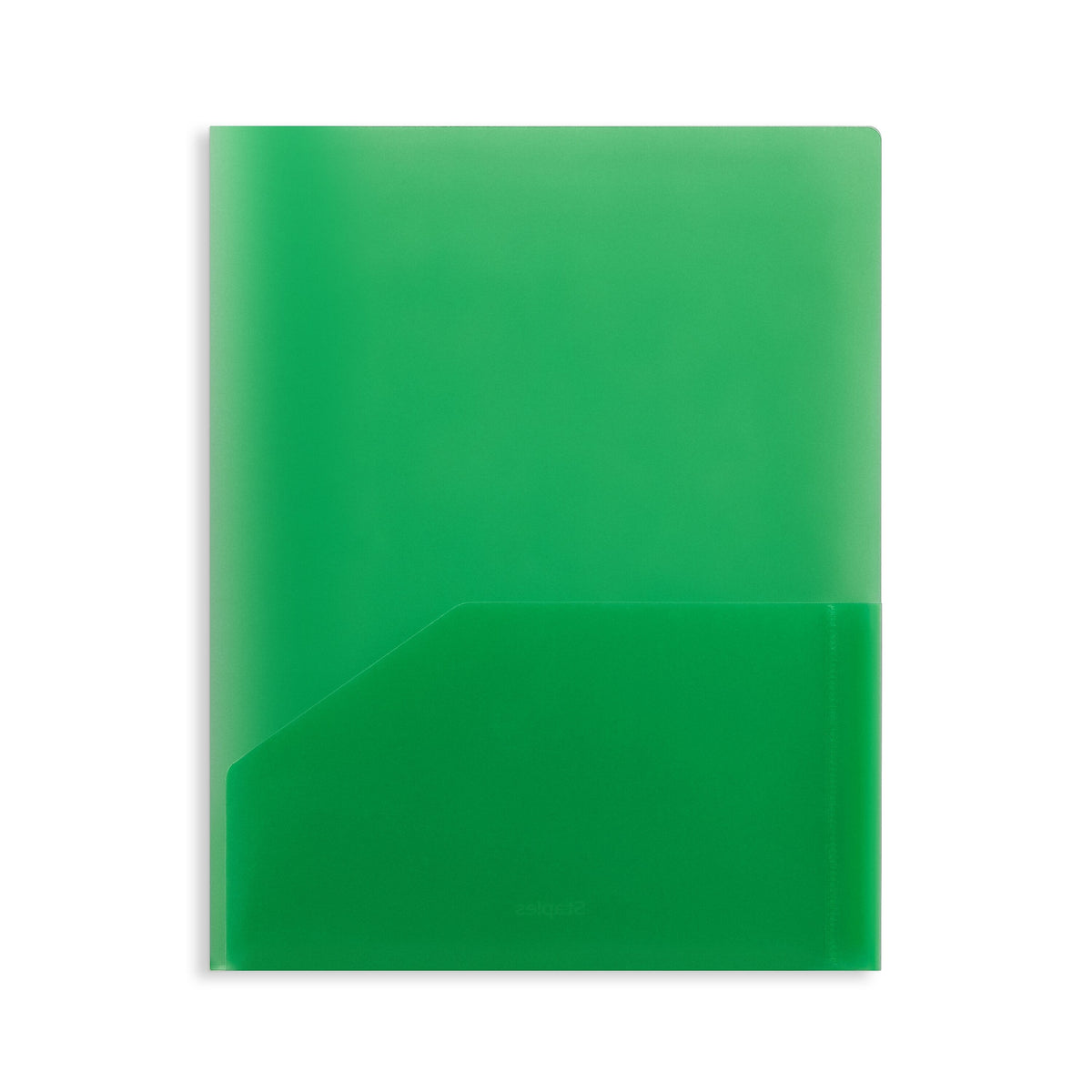 Staples 2 Pocket Plastic Presentation Folder, Letter Size, Green