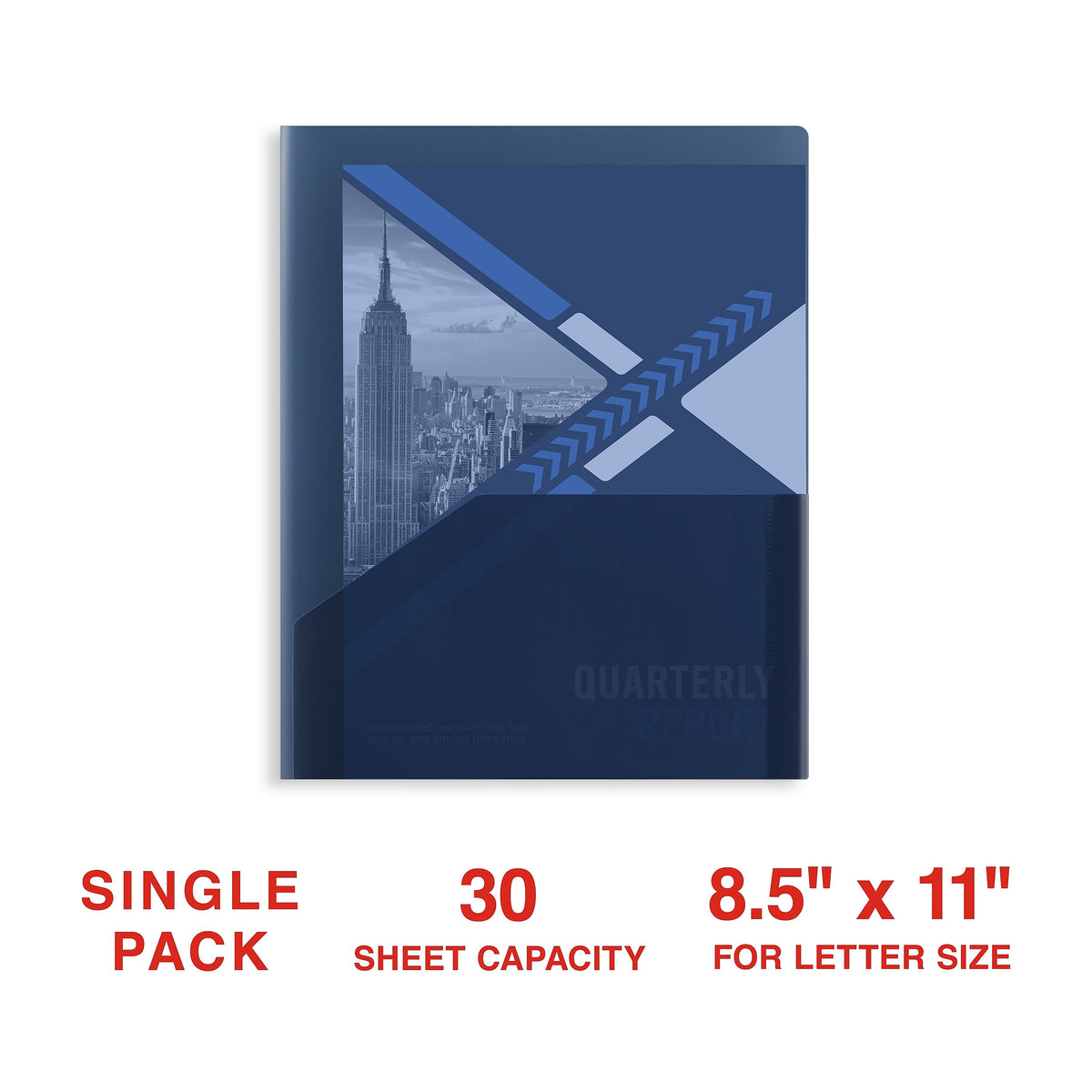 Staples 2 Pocket Plastic Presentation Folder, Letter Size, Navy