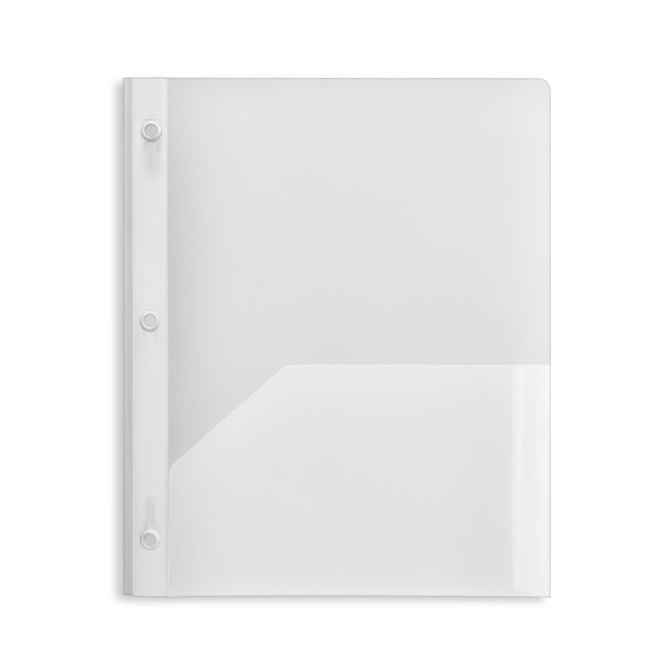 Staples 2-Pocket Plastic Presentation Folder with Fasteners, Clear