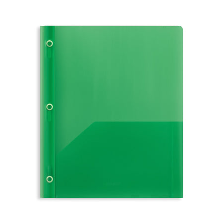 Staples 2-Pocket Plastic Presentation Folder with Fasteners, Green