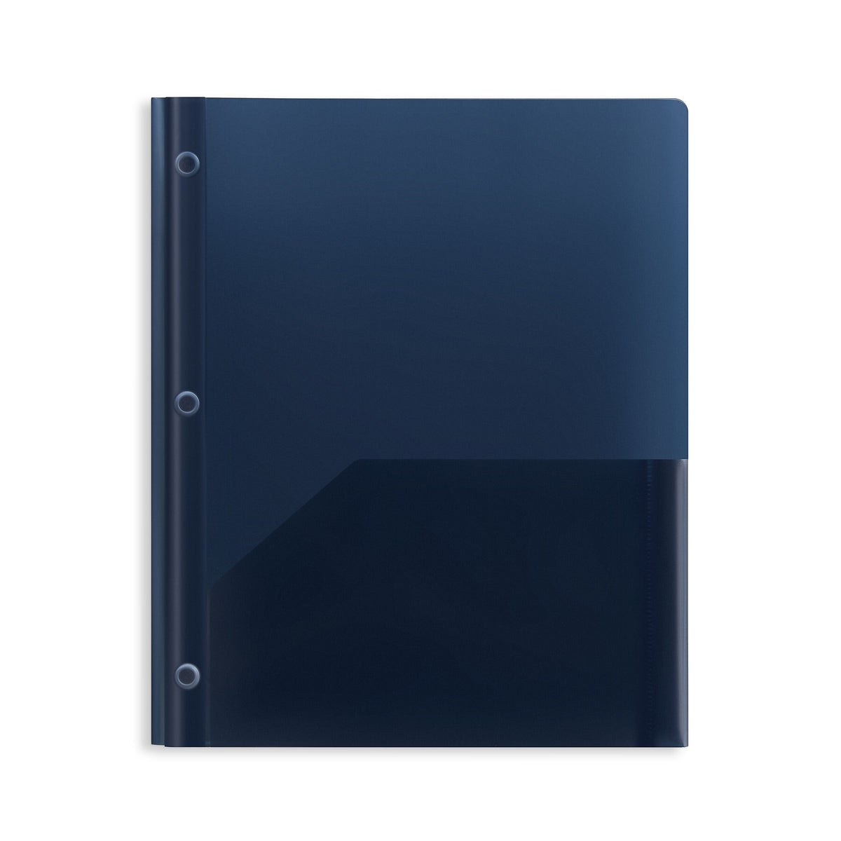 Staples 2-Pocket Plastic Presentation Folder with Fasteners, Navy