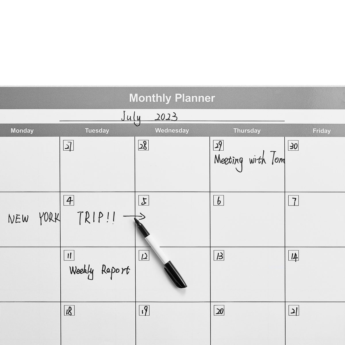 Staples 24" x 36" Monthly Dry-Erase Wall Calendar, Undated, Reversible, White/Gray