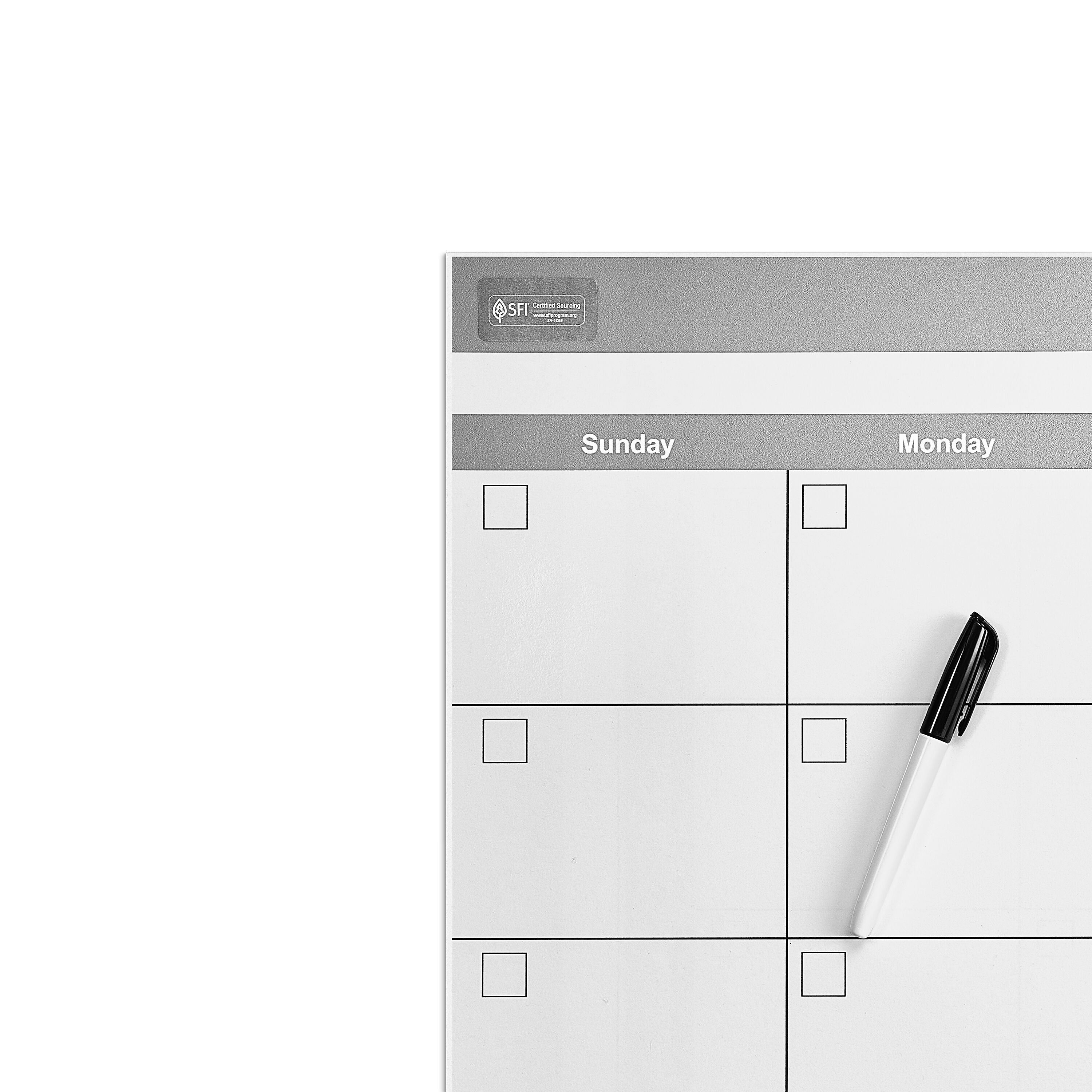 Staples 24" x 36" Monthly Dry-Erase Wall Calendar, Undated, Reversible, White/Gray