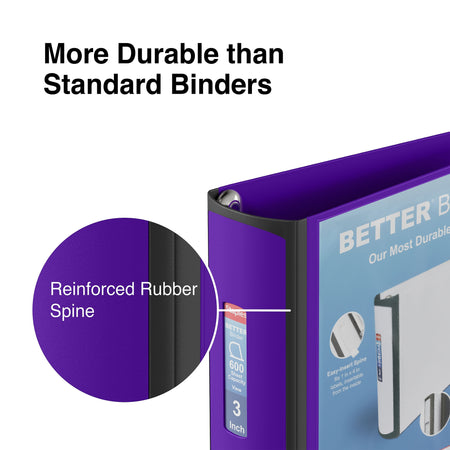 Staples 3" 3-Ring Better Binder, D-Ring, Purple