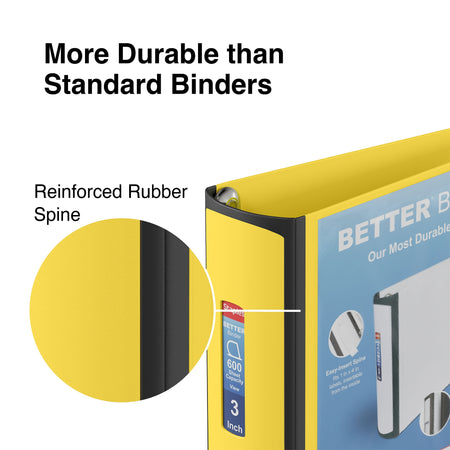 Staples 3" 3-Ring Better Binder, D-Ring, Yellow