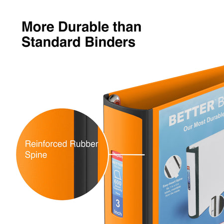 Staples 3" 3-Ring Better Binder, Slant Ring, Orange