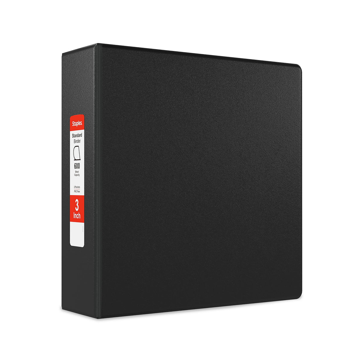 Staples 3" 3-Ring Non-View Binder, D-Ring, Black