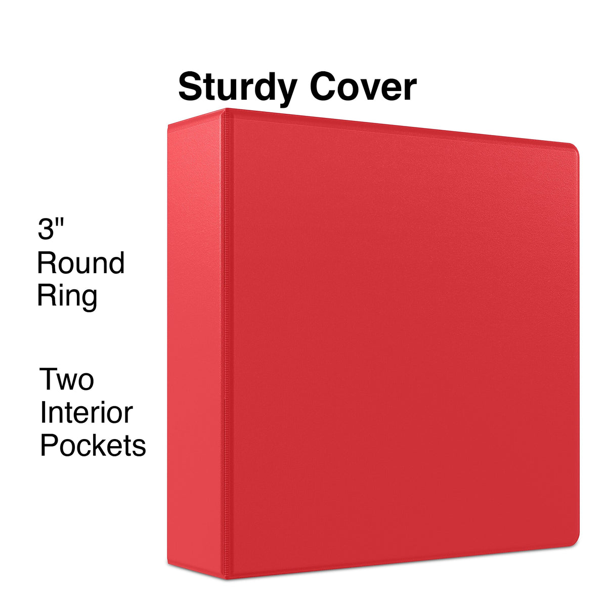 Staples 3" 3-Ring Non-View Binder, Red