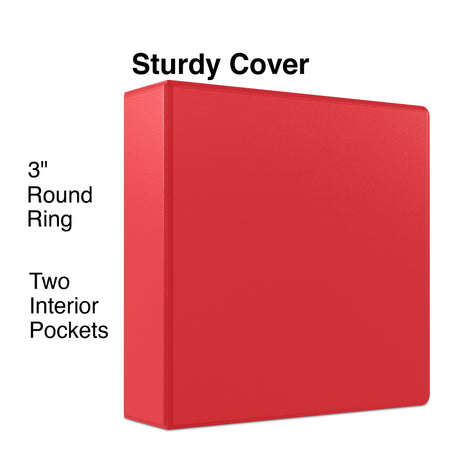 Staples 3" 3-Ring Non-View Binder, Red