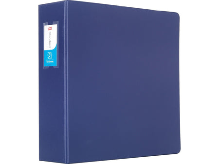 Staples 3" 3-Ring Non-View Binder With Label Holder, D-Ring, Navy Blue