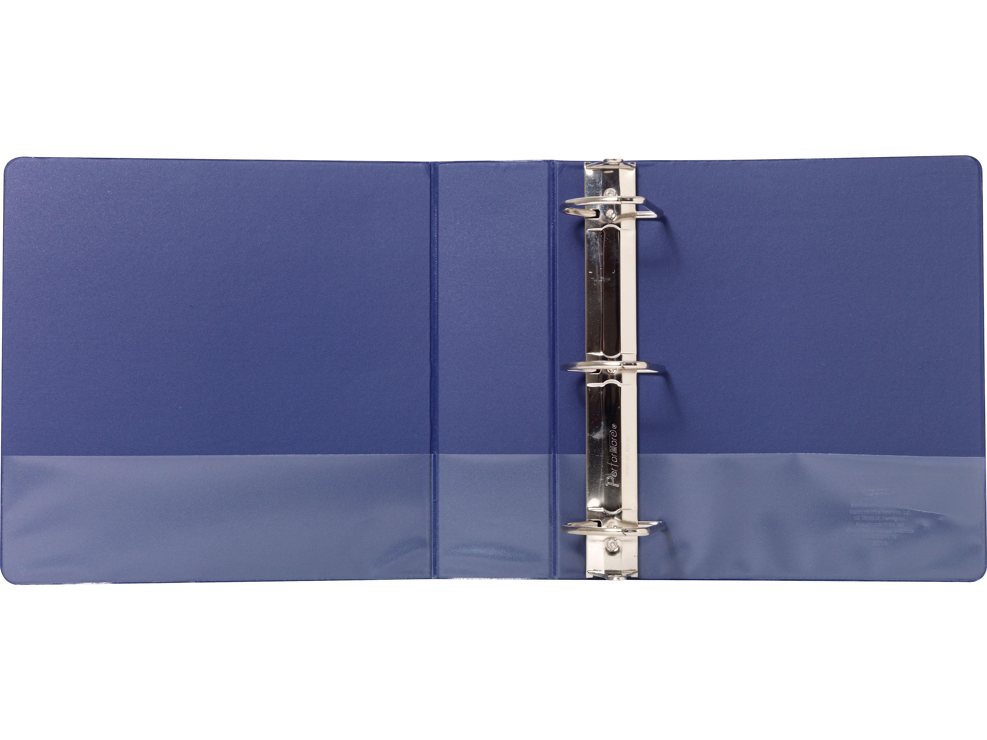 Staples 3" 3-Ring Non-View Binder With Label Holder, D-Ring, Navy Blue