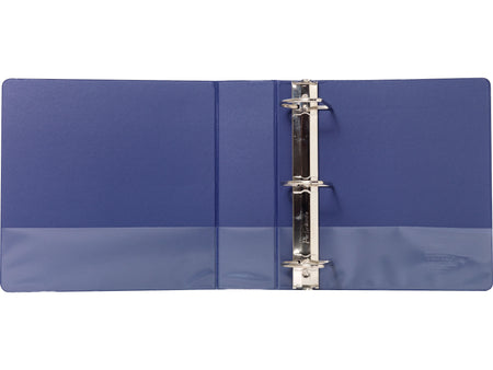 Staples 3" 3-Ring Non-View Binder With Label Holder, D-Ring, Navy Blue