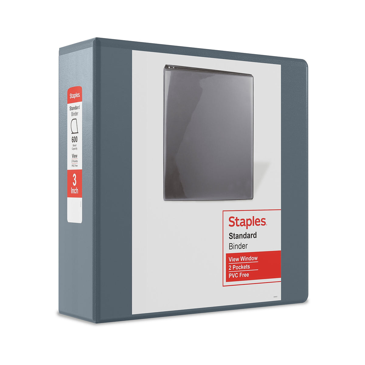 Staples 3" 3-Ring View Binder, D-Ring, Gray