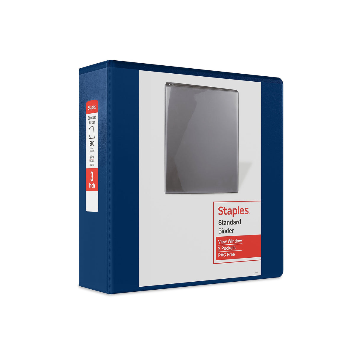 Staples 3" 3-Ring View Binder, D-Ring, Navy Blue