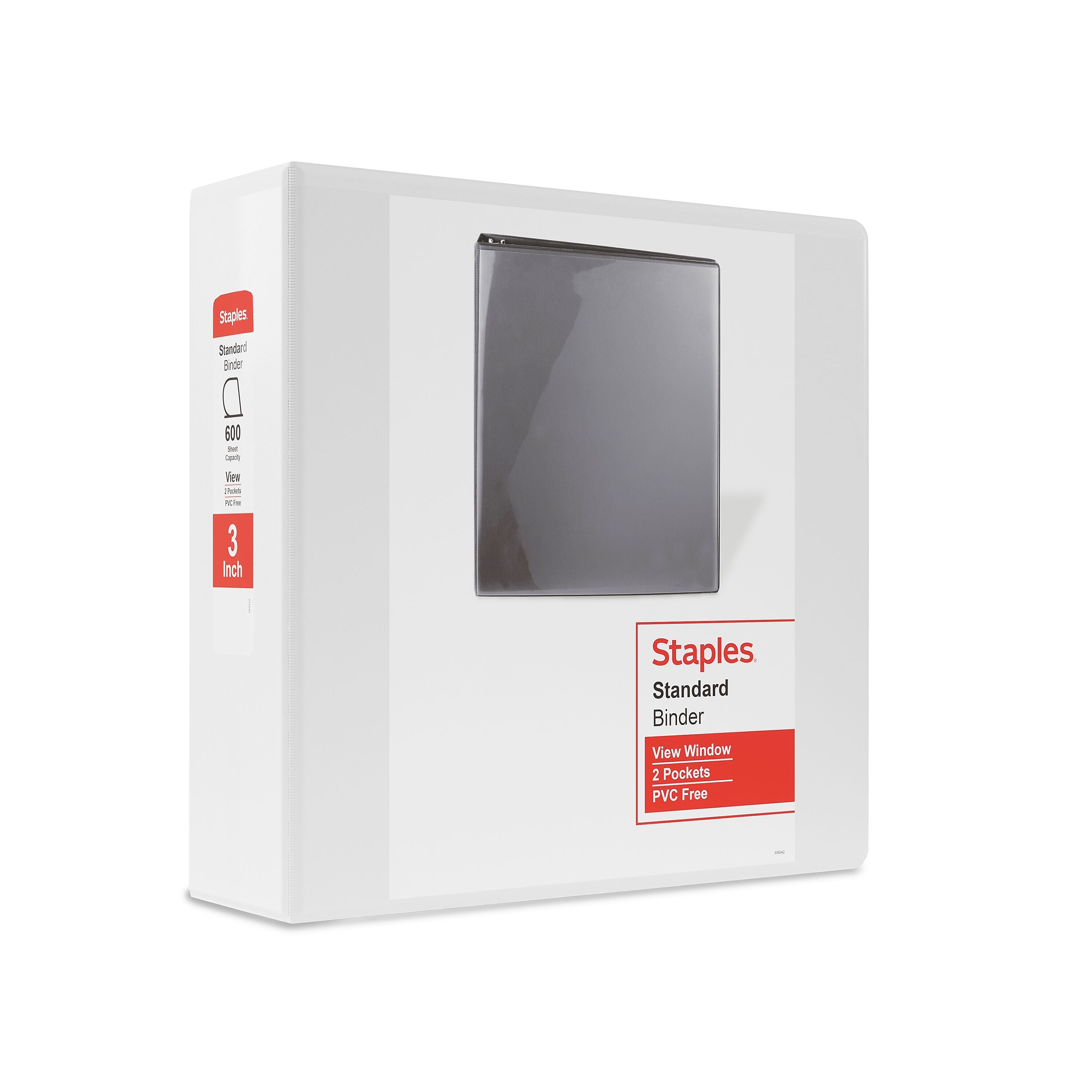 Staples 3" 3-Ring View Binder, D-Ring, White