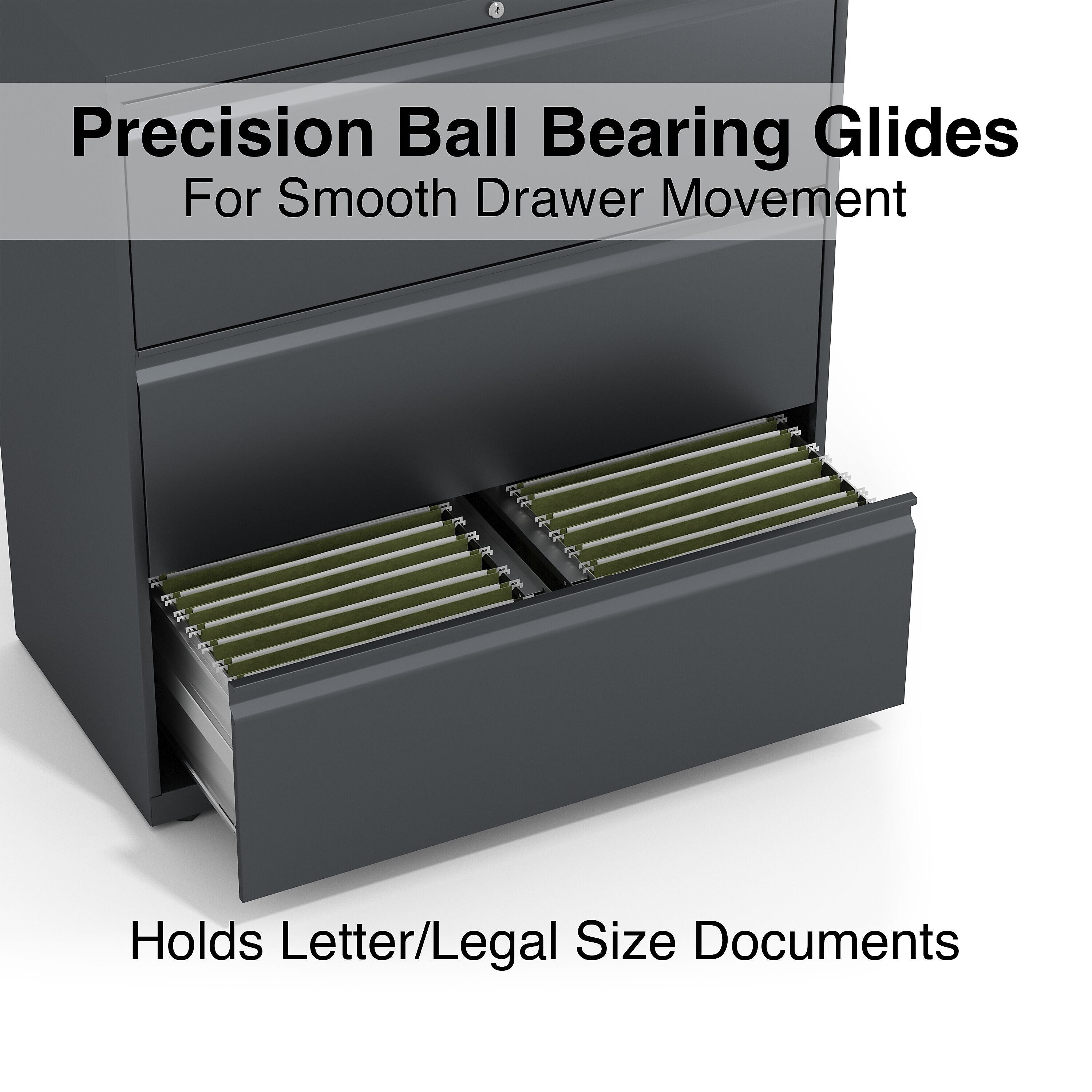 Staples 3-Drawer Lateral File Cabinet, Locking, Letter/Legal, Charcoal, 36