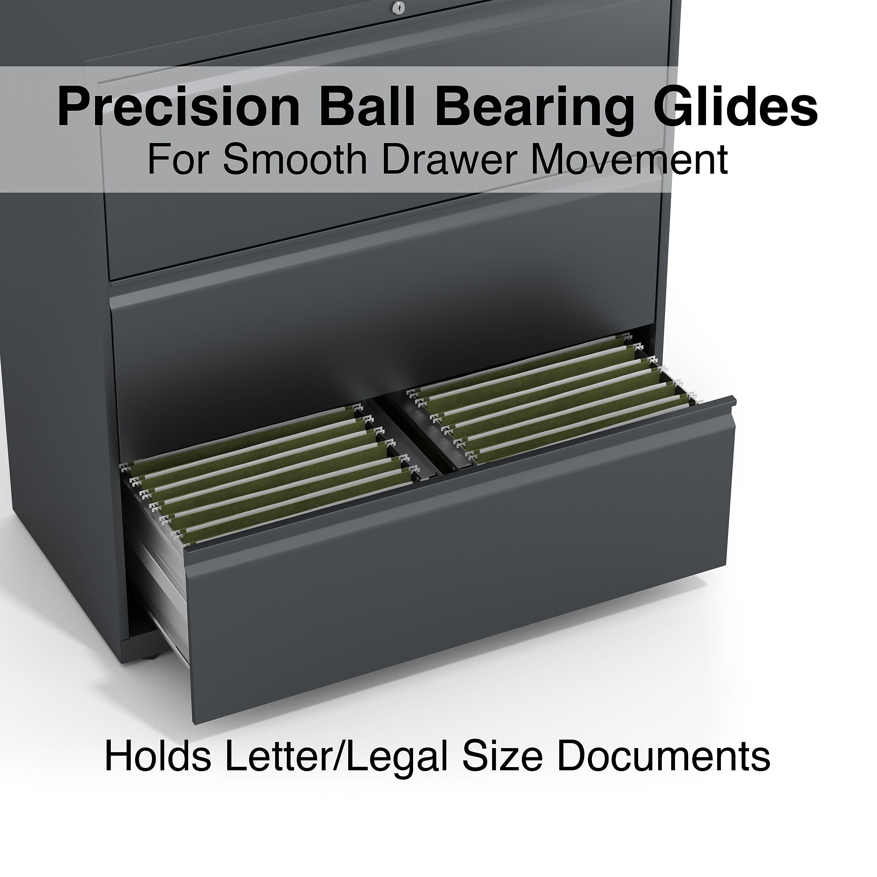 Staples 3-Drawer Lateral File Cabinet, Locking, Letter/Legal, Charcoal, 36