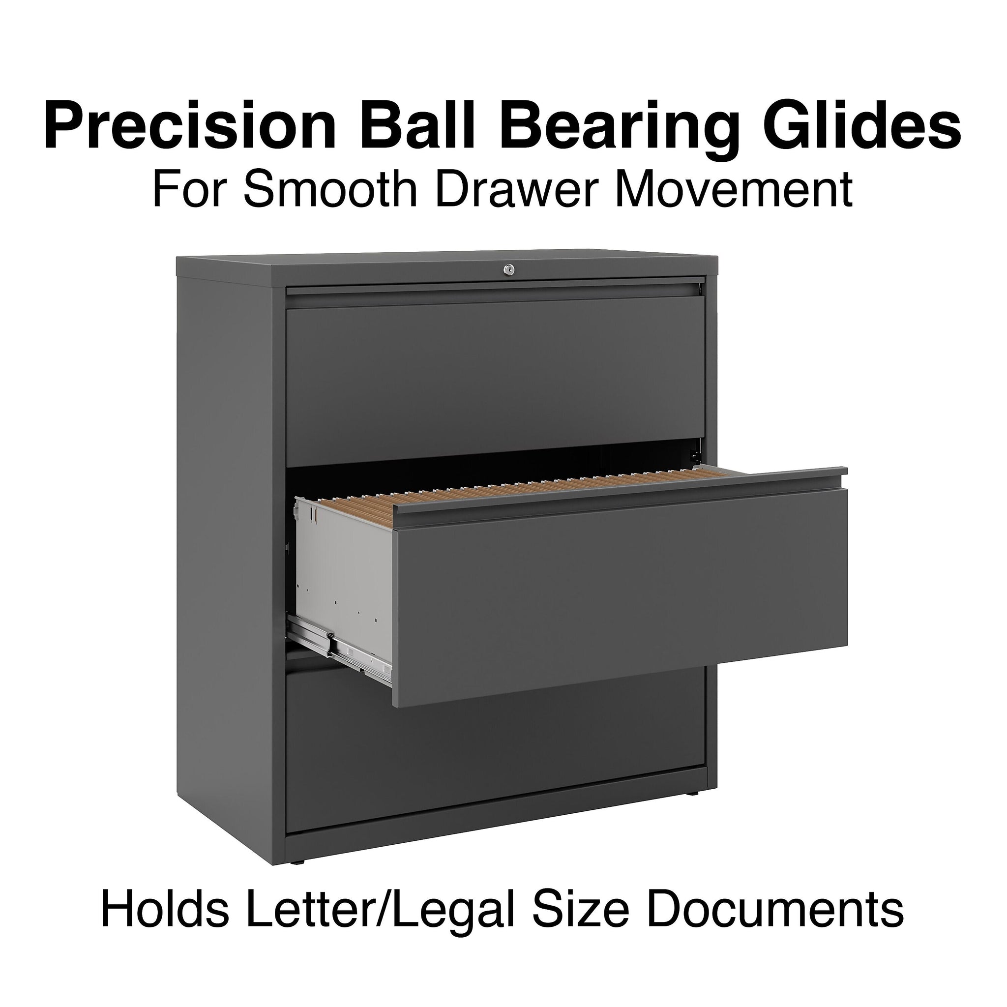 Staples 3-Drawer Lateral File Cabinet, Locking, Letter/Legal, Charcoal, 36