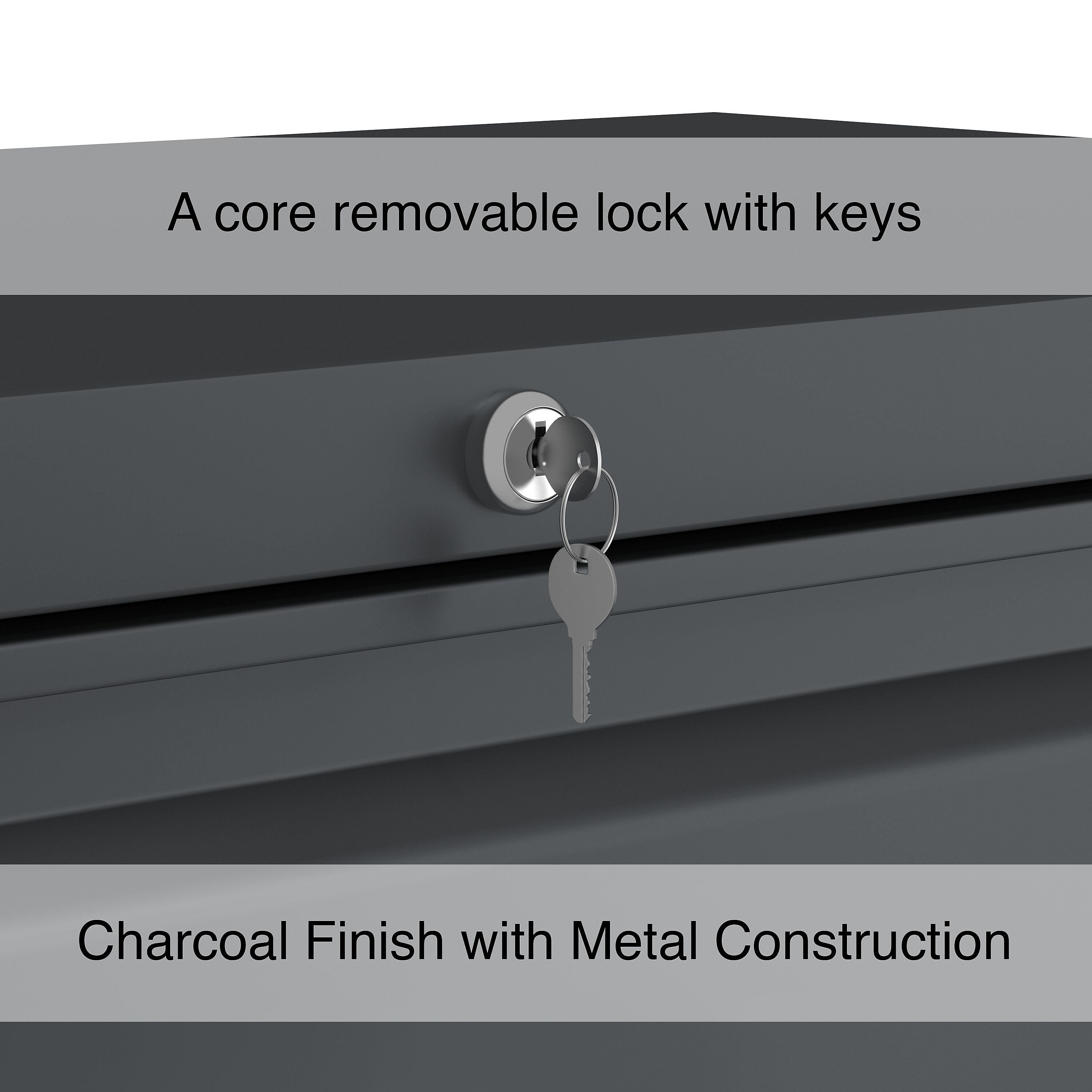 Staples 3-Drawer Lateral File Cabinet, Locking, Letter/Legal, Charcoal, 36