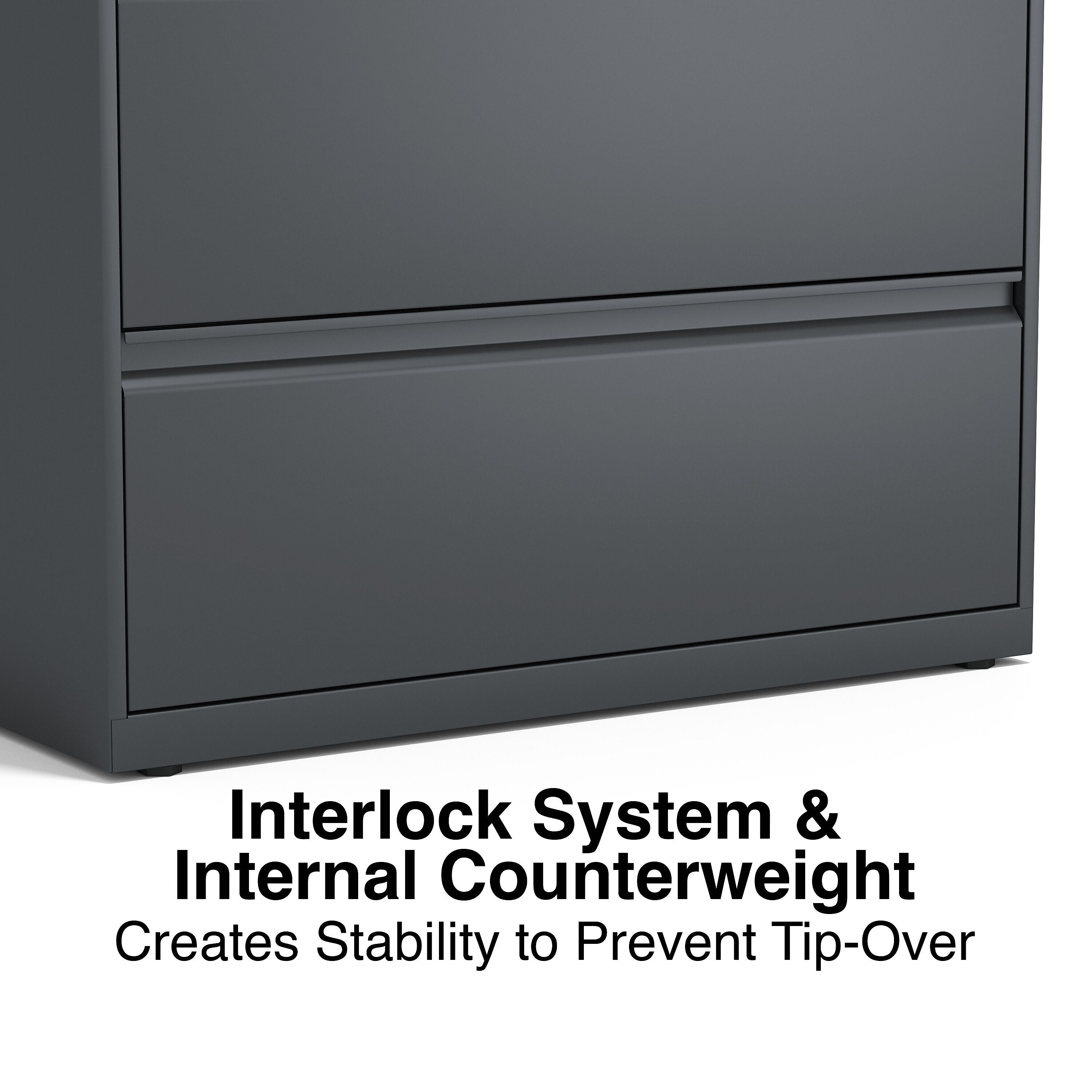 Staples 3-Drawer Lateral File Cabinet, Locking, Letter/Legal, Charcoal, 36