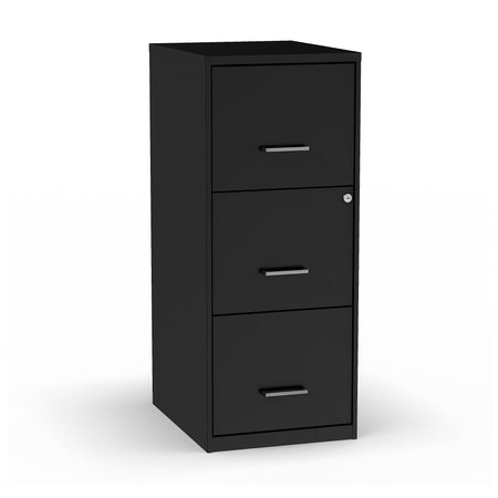 Staples 3-Drawer Light Duty Vertical File Cabinet, Locking, Letter, Black, 18"D