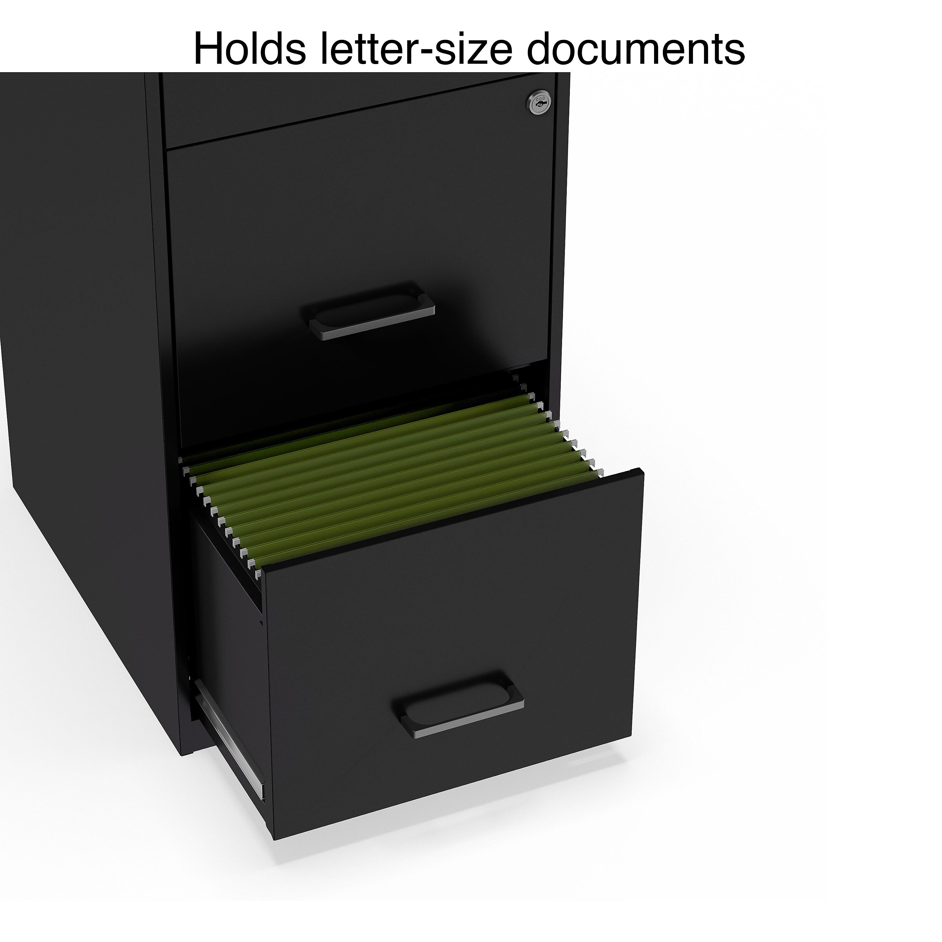 Staples 3-Drawer Light Duty Vertical File Cabinet, Locking, Letter, Black, 18