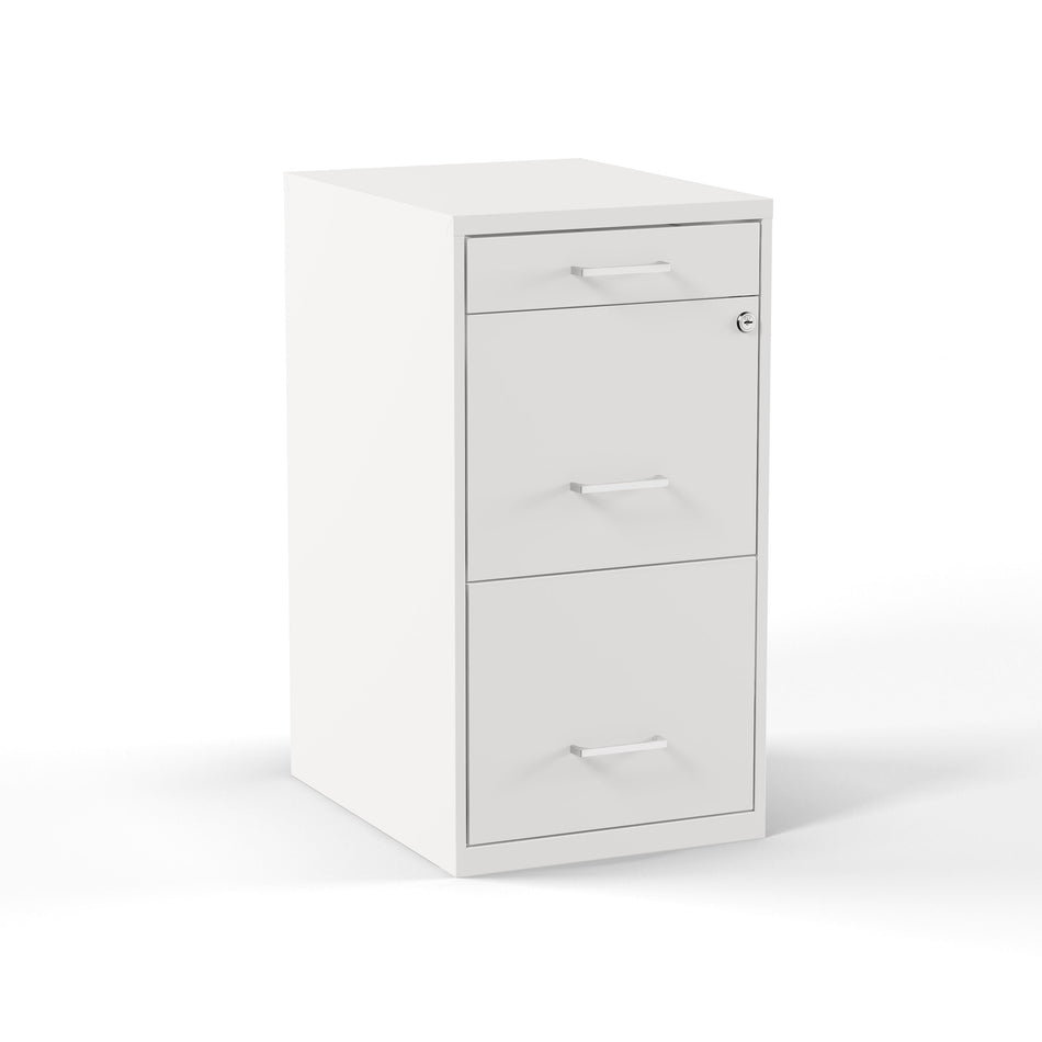 Staples 3-Drawer Light Duty Vertical File Cabinet, Locking, Letter, White, 18"D