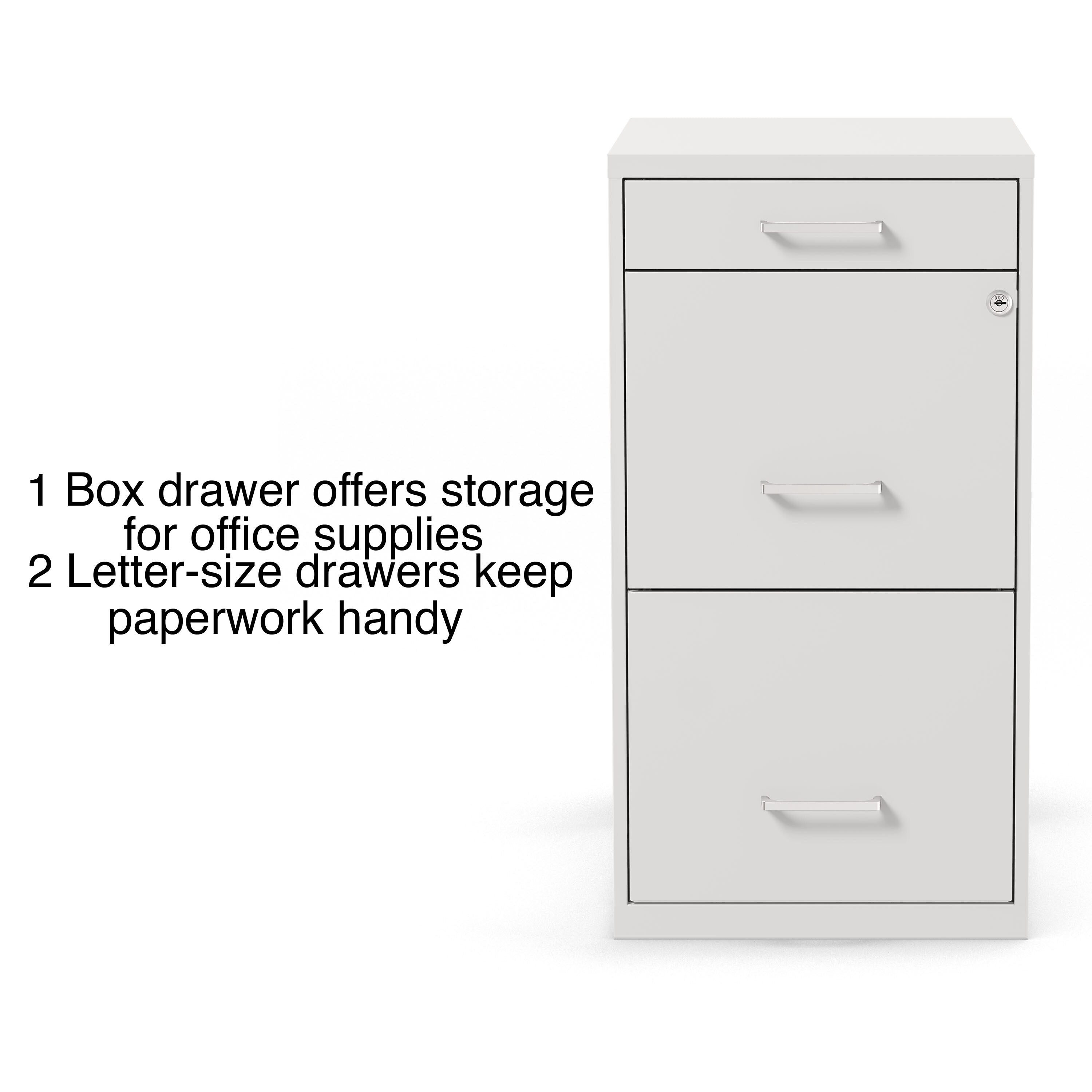 Staples 3-Drawer Light Duty Vertical File Cabinet, Locking, Letter, White, 18"D