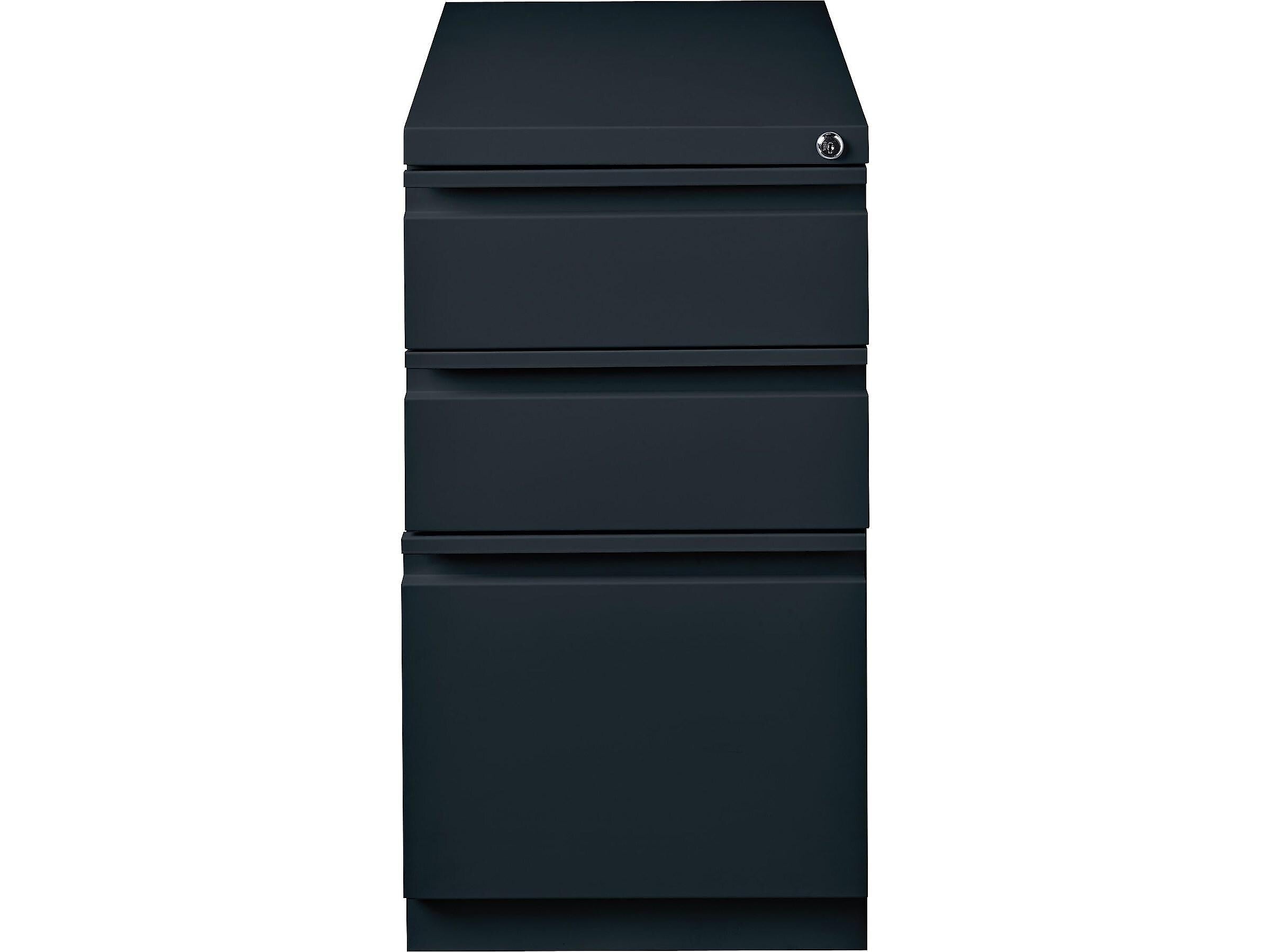 Staples 3-Drawer Vertical File Cabinet, Locking, Black, Letter, 22.88"D